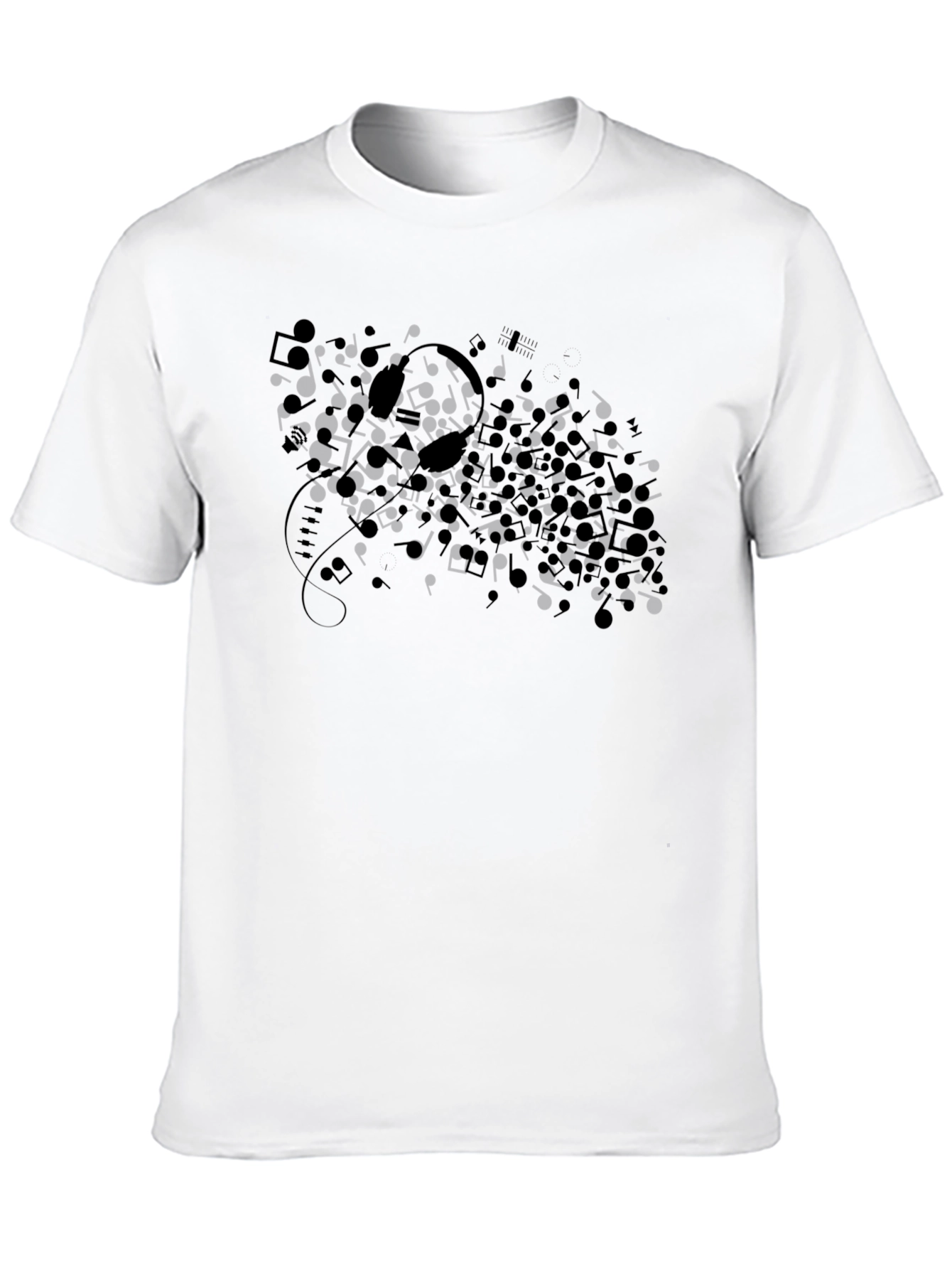 Musical Notes Graphic Black T-Shirt - Unisex