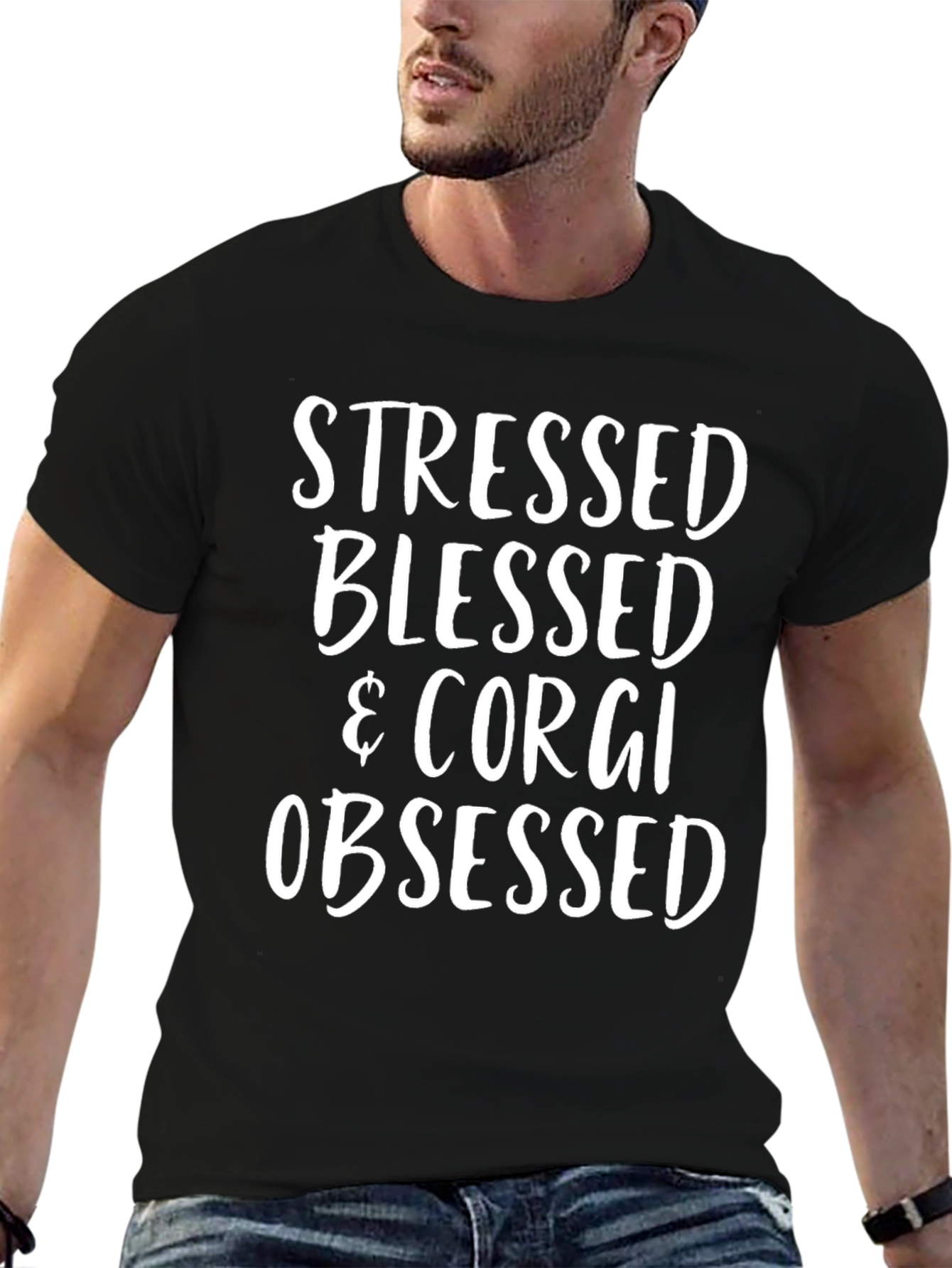 Stressed Blessed & Corgi Obsessed T-Shirt