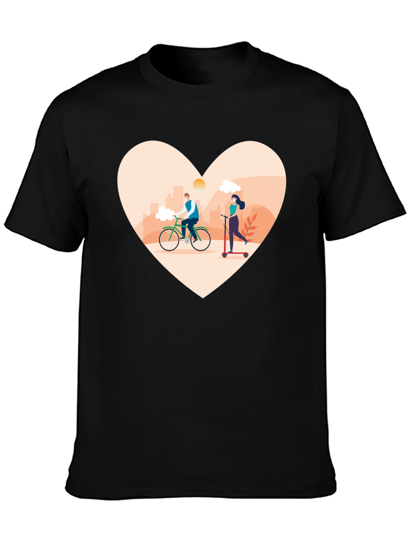 Heart Design T-Shirt - Cyclist & Scooter