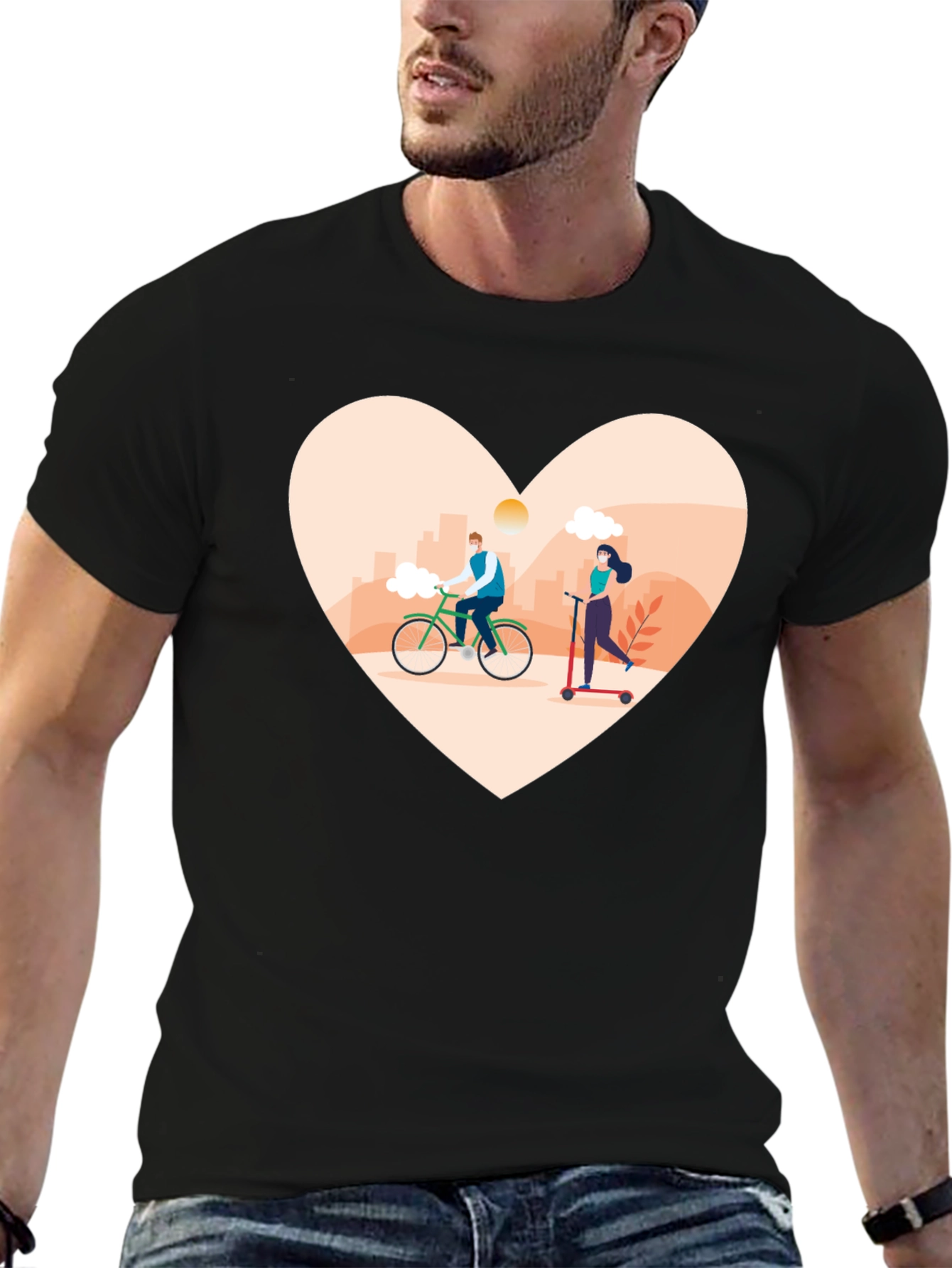 Heart Design T-Shirt - Cyclist & Scooter