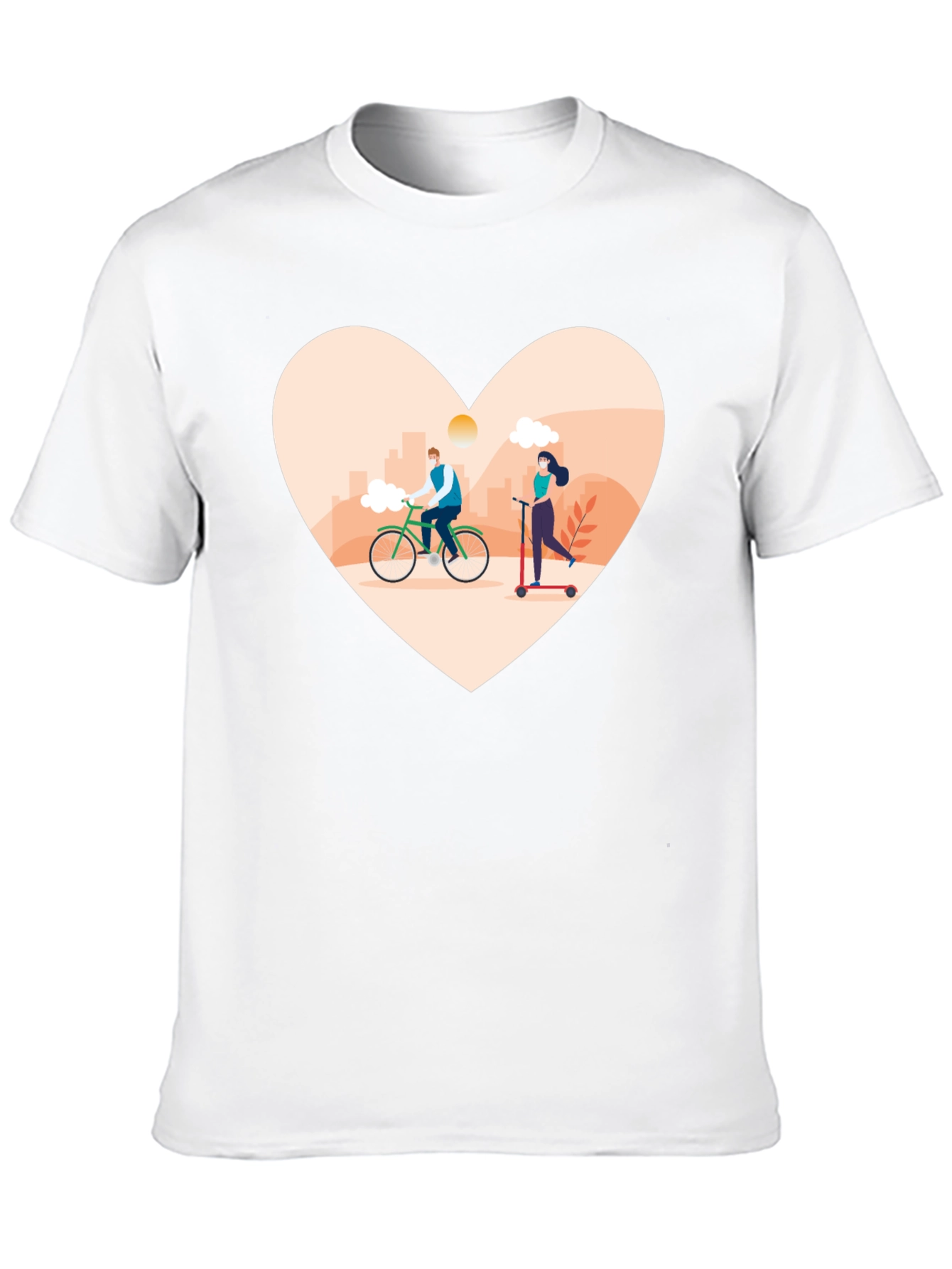 Heart Design T-Shirt - Cyclist & Scooter
