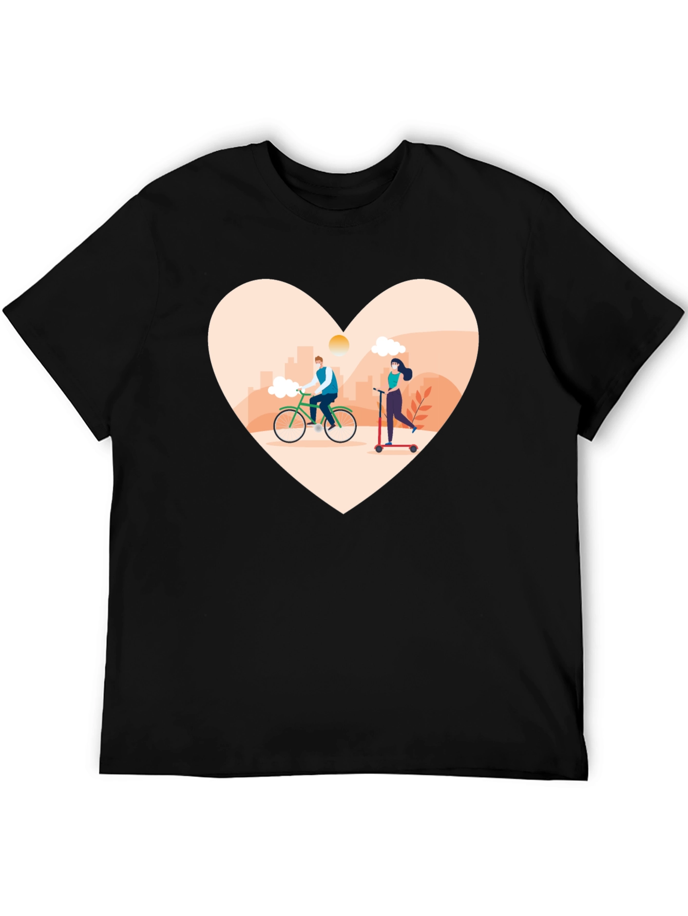 Heart Design T-Shirt - Cyclist & Scooter