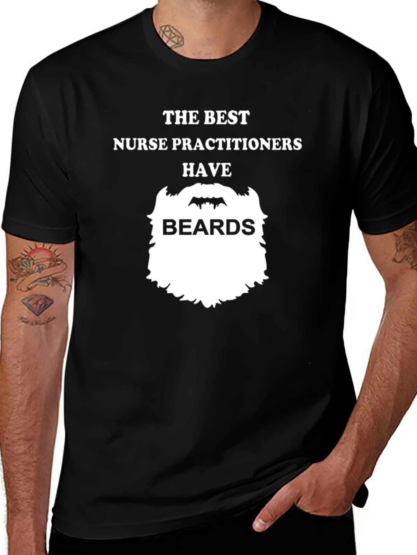 Bearded Nurse Practitioner T-Shirt - Black Cotton Tee