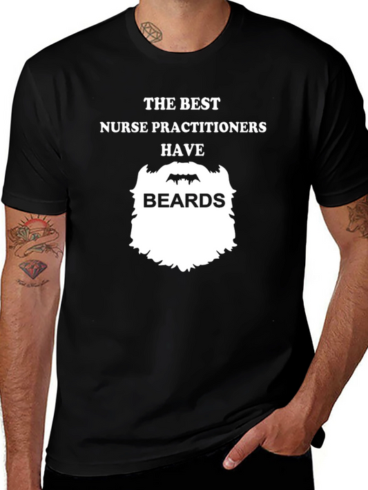 Bearded Nurse Practitioner T-Shirt - Black Cotton Tee