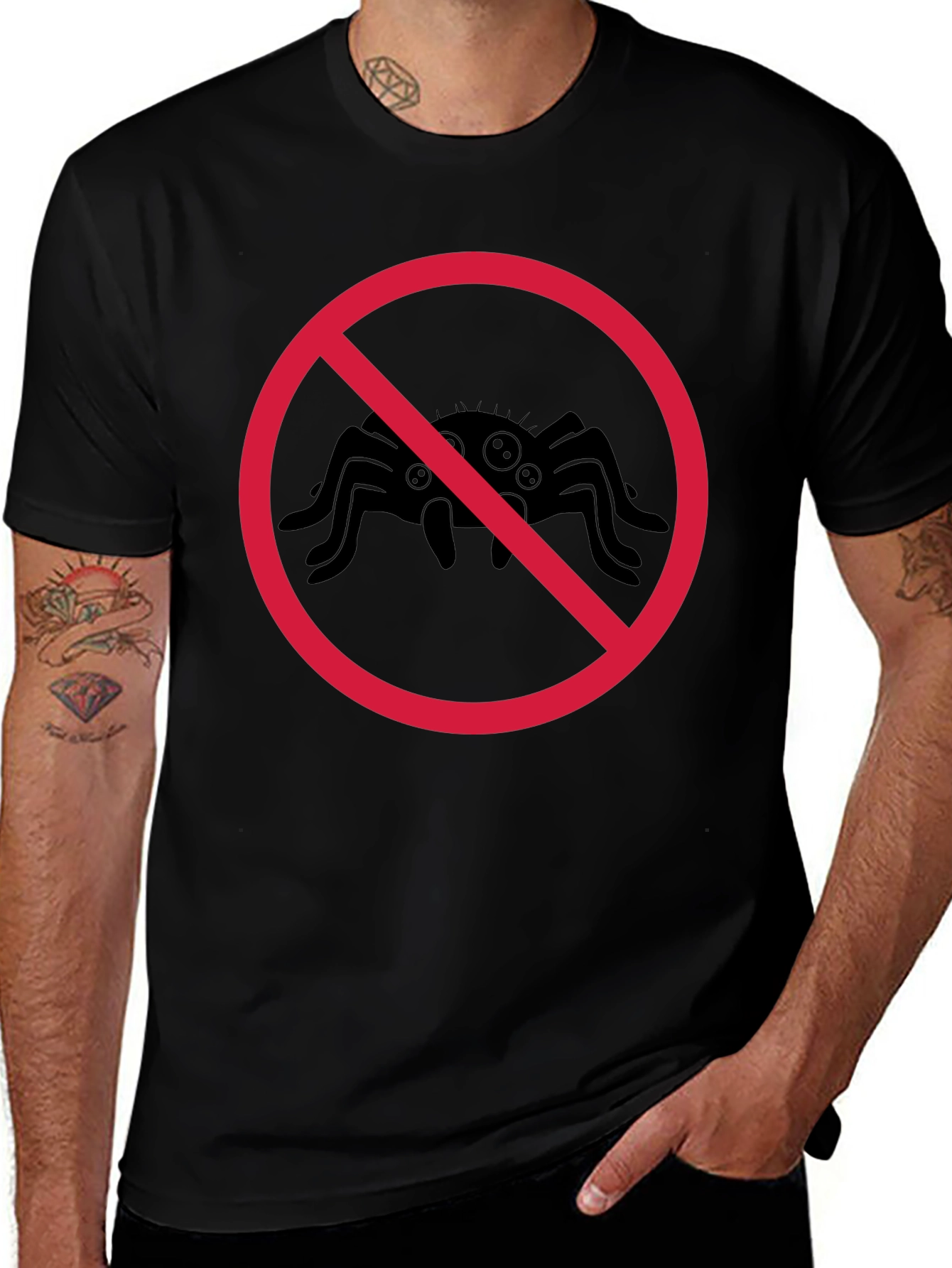 No Spiders T-Shirt - Black Cotton Tee