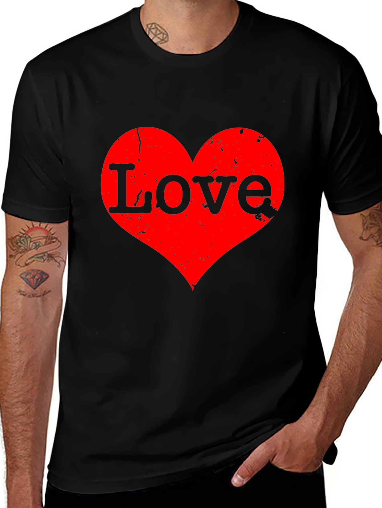 Love Heart Graphic Tee - Black T-Shirt