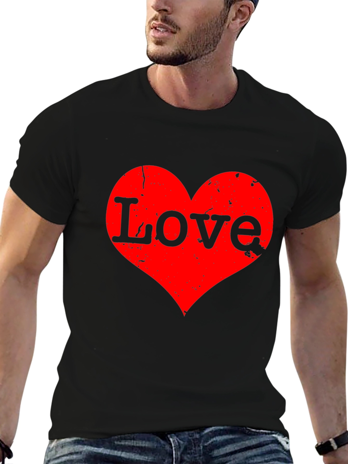 Love Heart Graphic Tee - Black T-Shirt