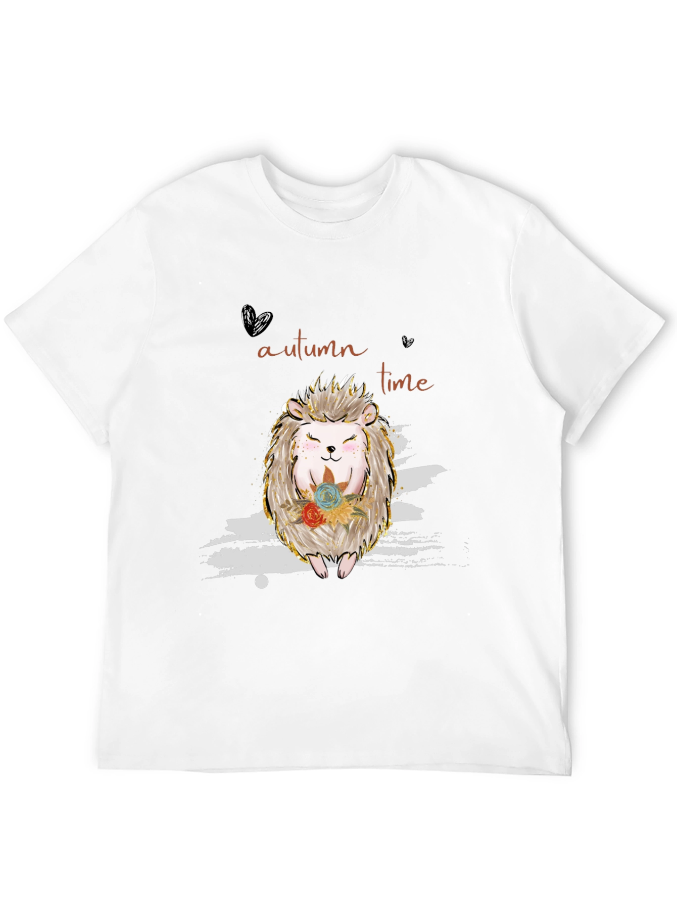 Autumn Time Hedgehog Graphic Tee - Black