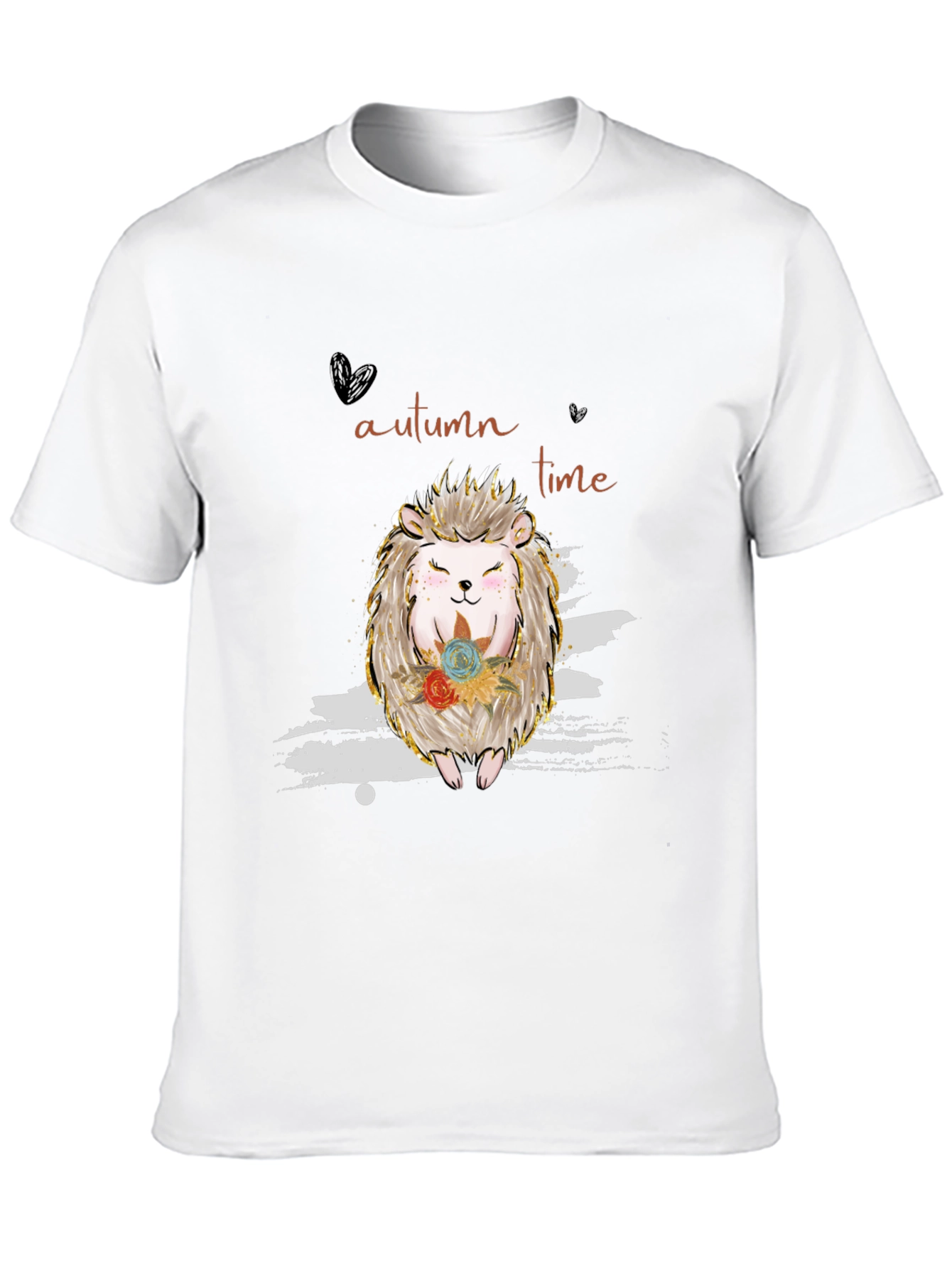 Autumn Time Hedgehog Graphic Tee - Black