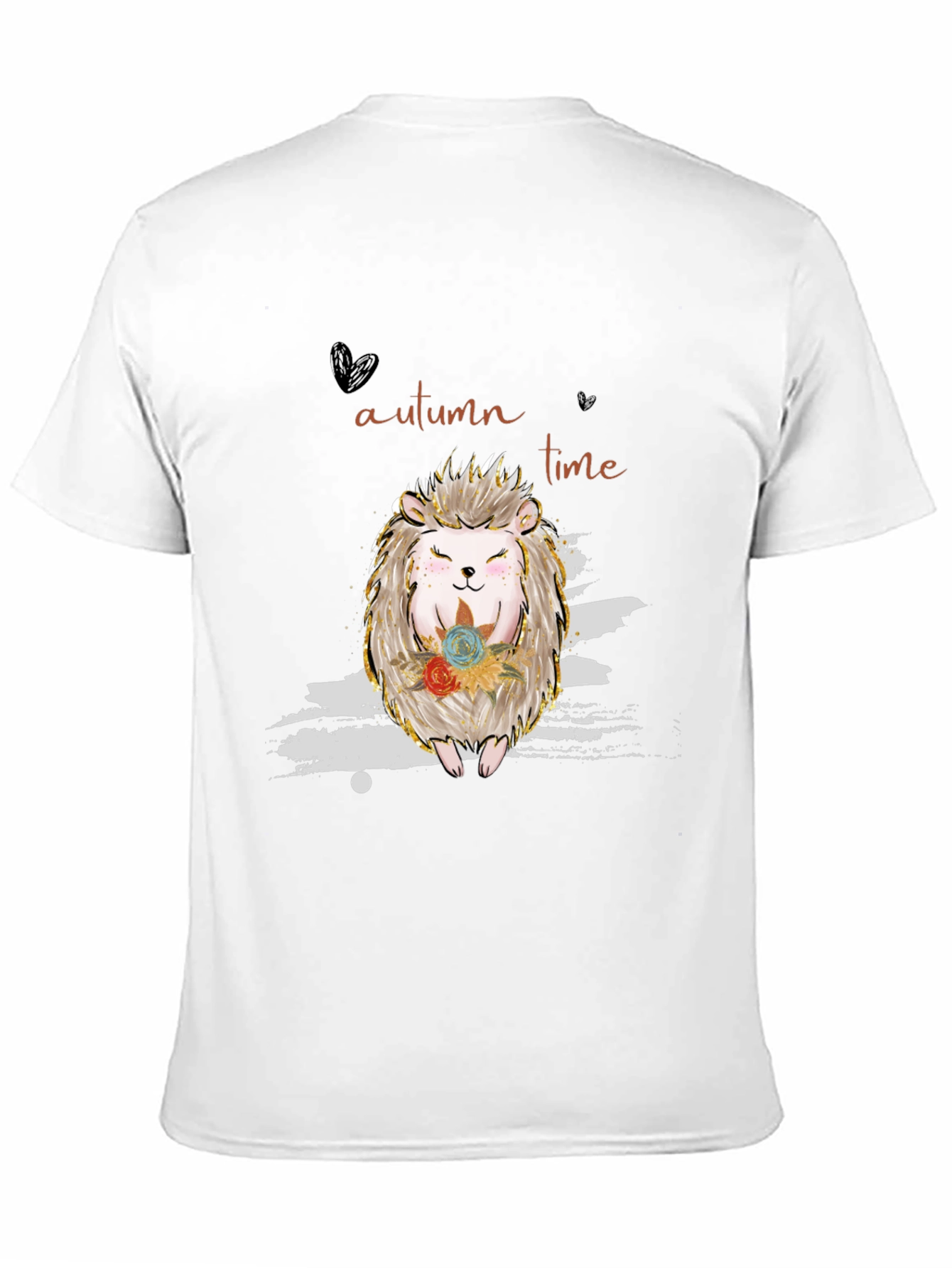 Autumn Time Hedgehog Graphic Tee - Black