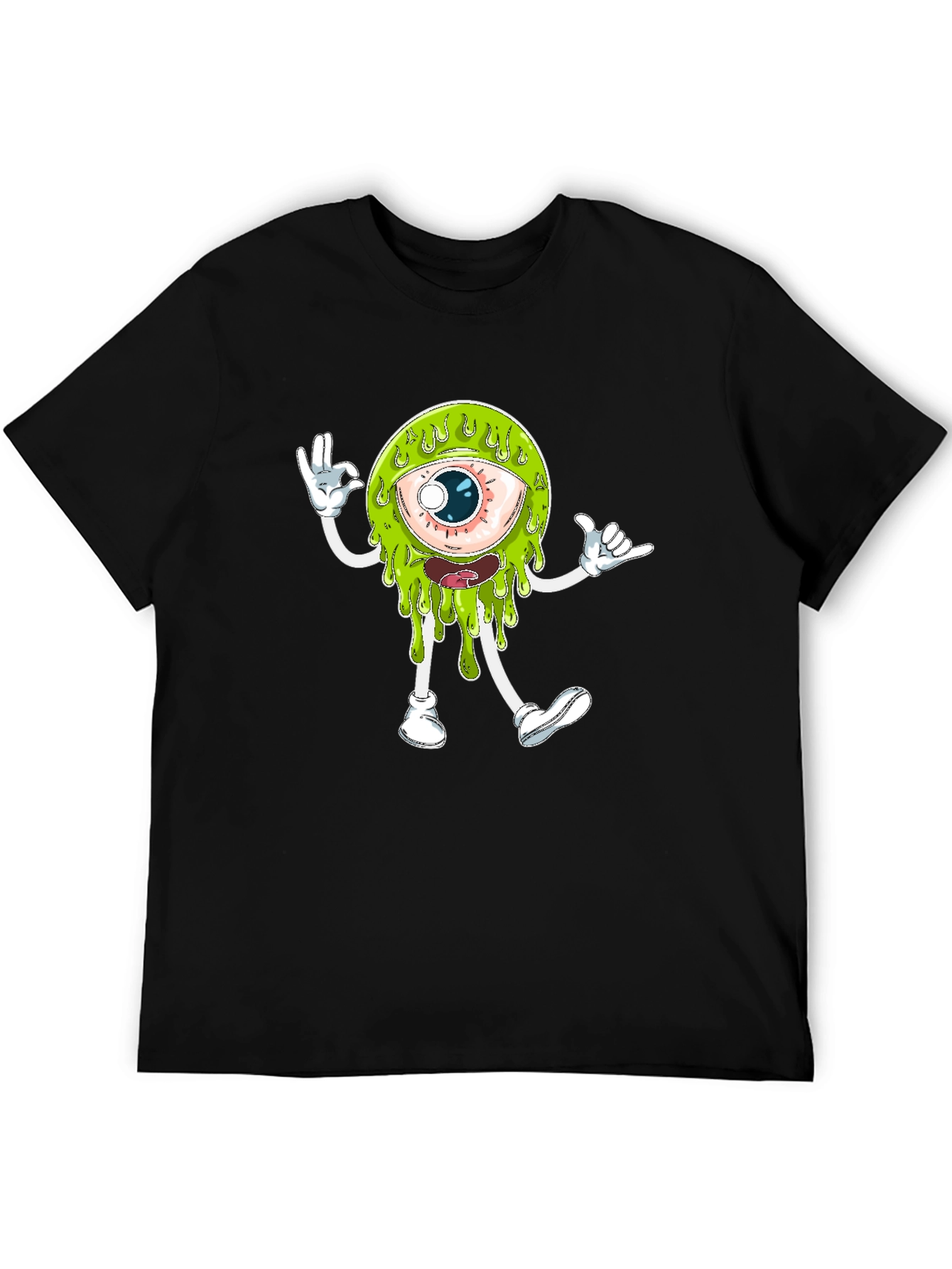 Monster Eye Graphic Tee - Black Cotton T-Shirt