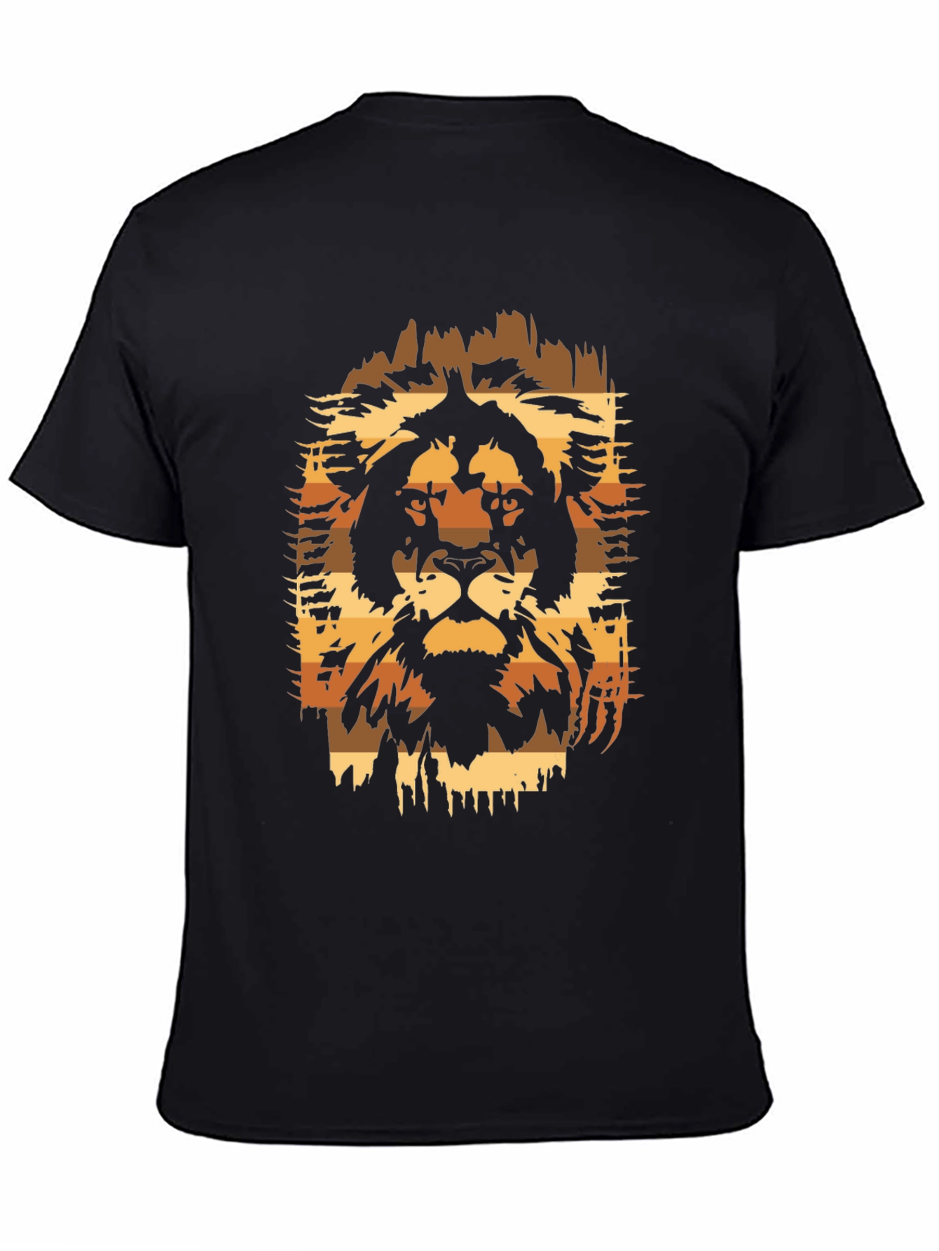 Lion Graphic Print Black T-Shirt - Animal Design