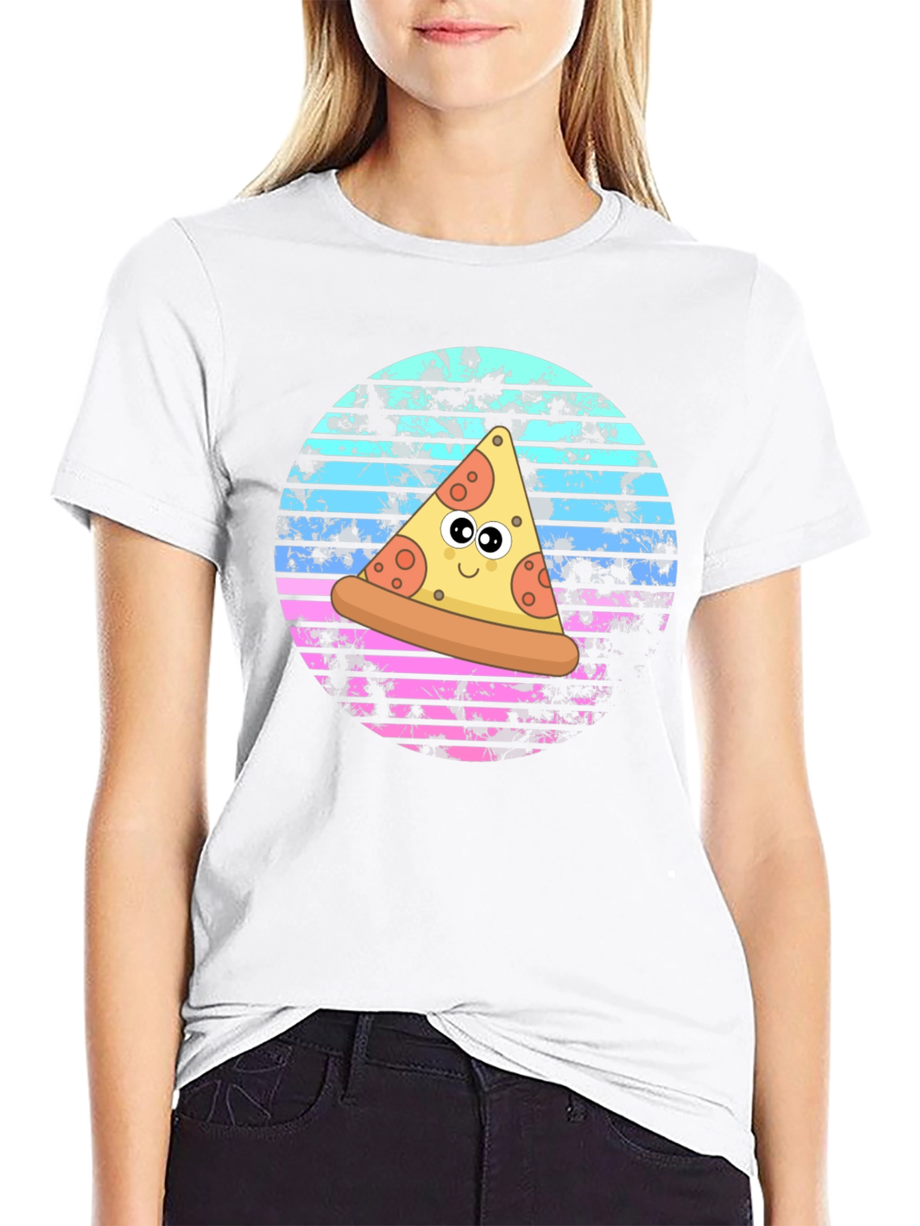 Pizza Slice Graphic Tee - Trendy Retro Style