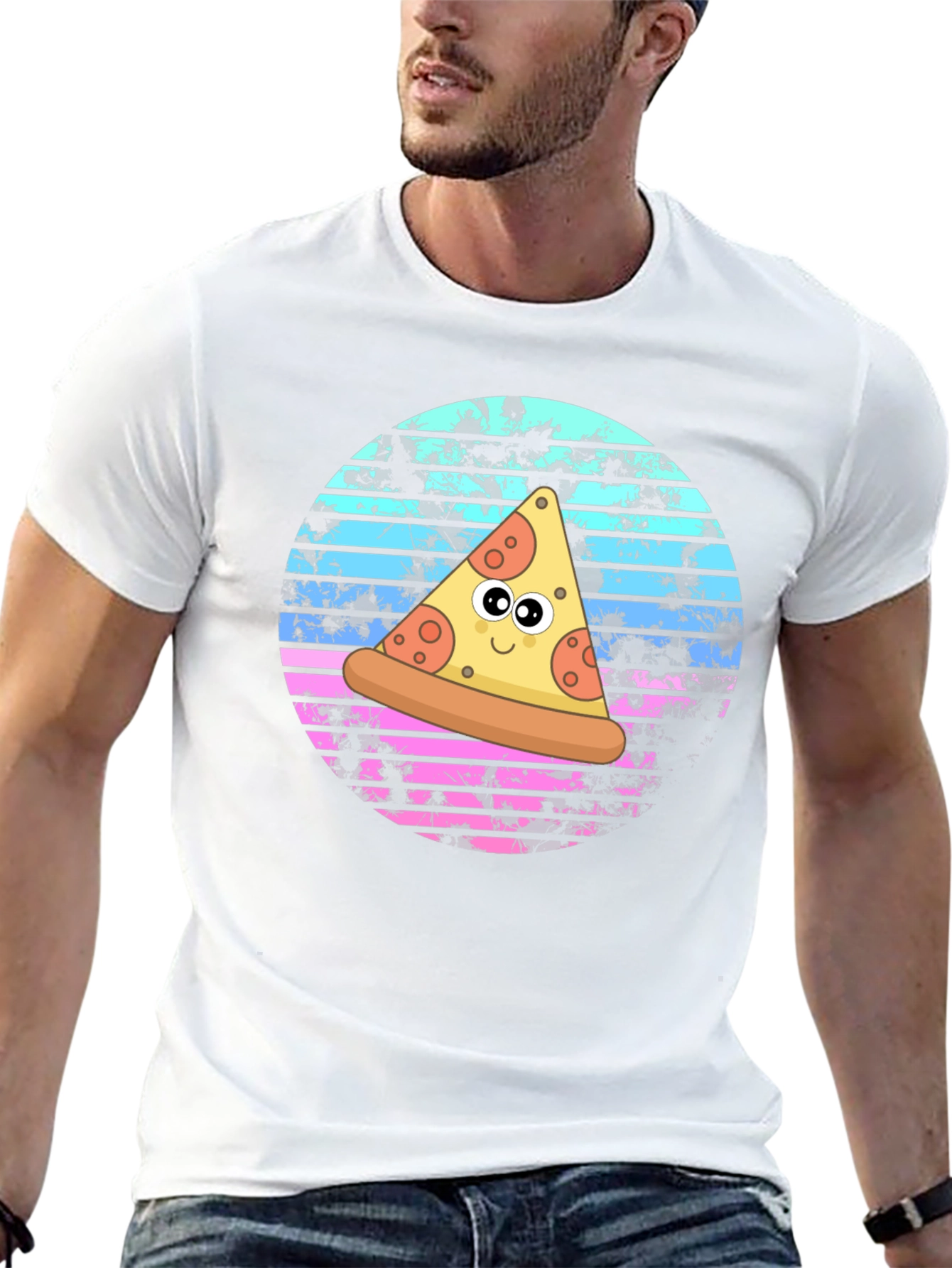 Pizza Slice Graphic Tee - Trendy Retro Style