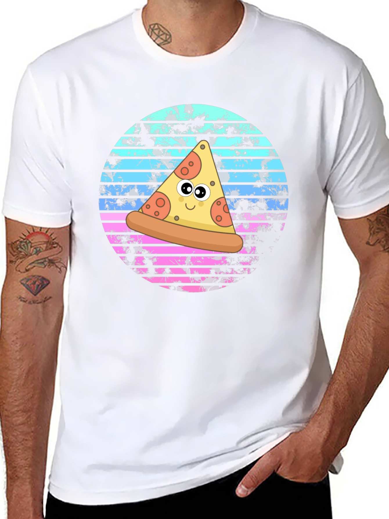 Pizza Slice Graphic Tee - Trendy Retro Style