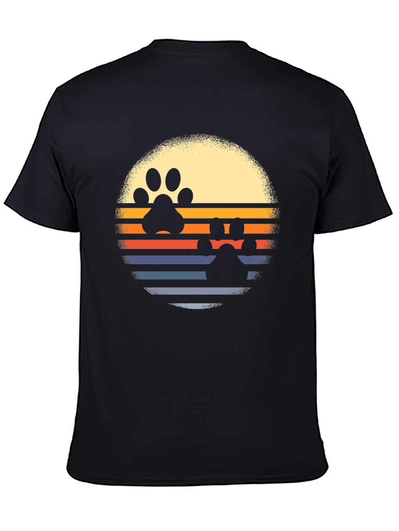 Retro Paw Print Sunset T-Shirt