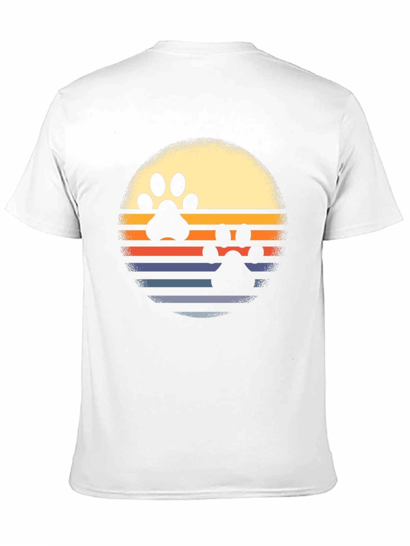 Retro Paw Print Sunset T-Shirt
