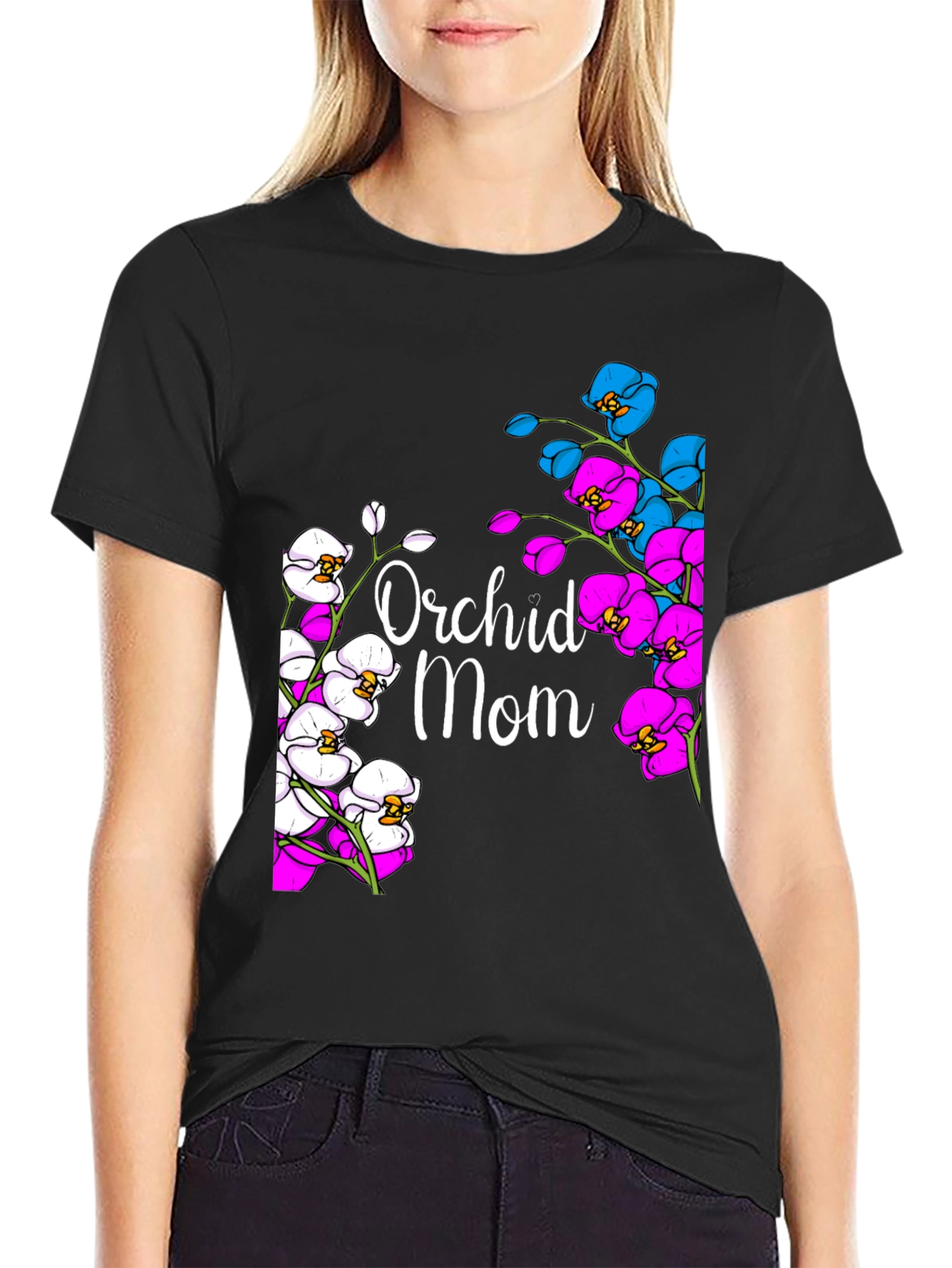 Orchid Mom Graphic T-Shirt - Floral Design