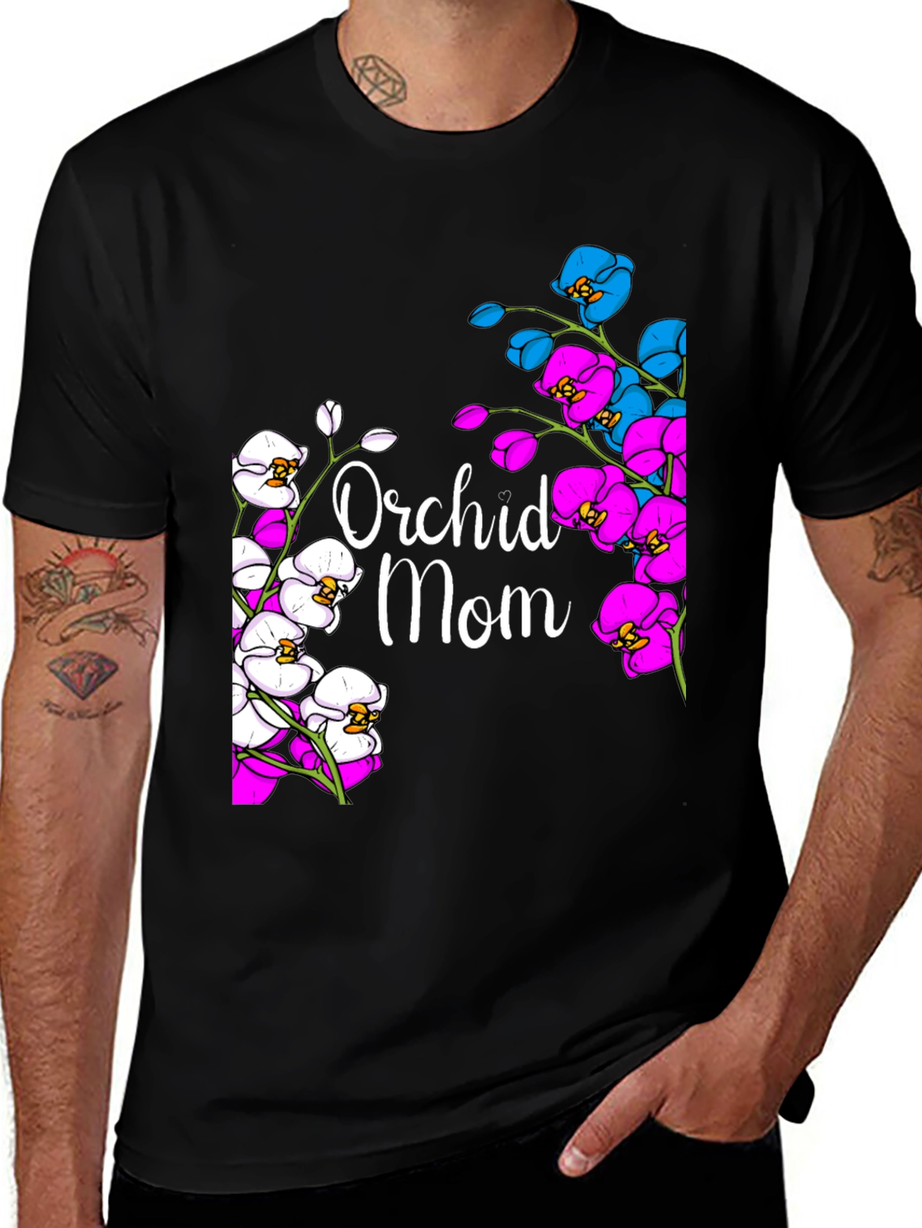 Orchid Mom Graphic T-Shirt - Floral Design