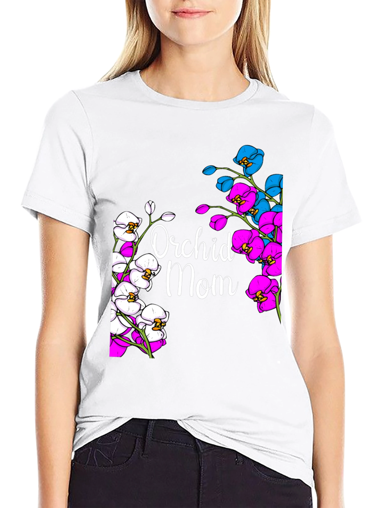Orchid Mom Graphic T-Shirt - Floral Design