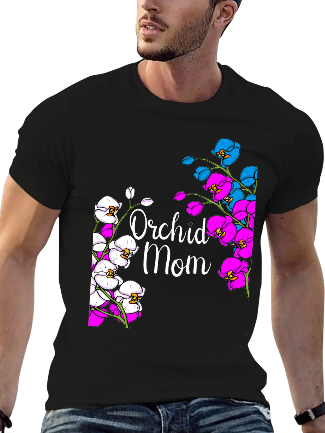 Orchid Mom Graphic T-Shirt - Floral Design