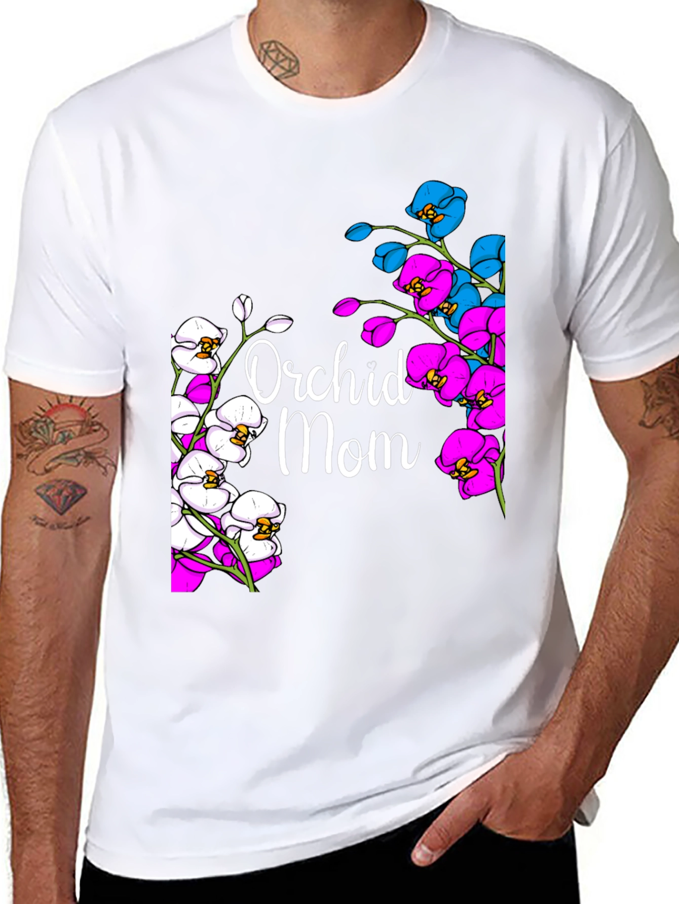 Orchid Mom Graphic T-Shirt - Floral Design