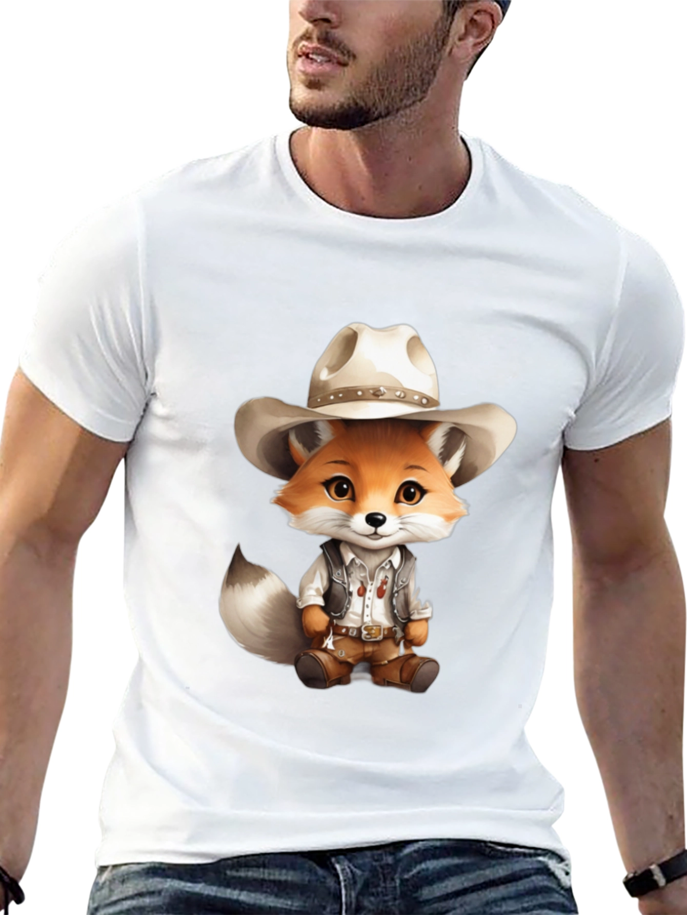 Fox Cowboy T-Shirt - Cute Animal Design