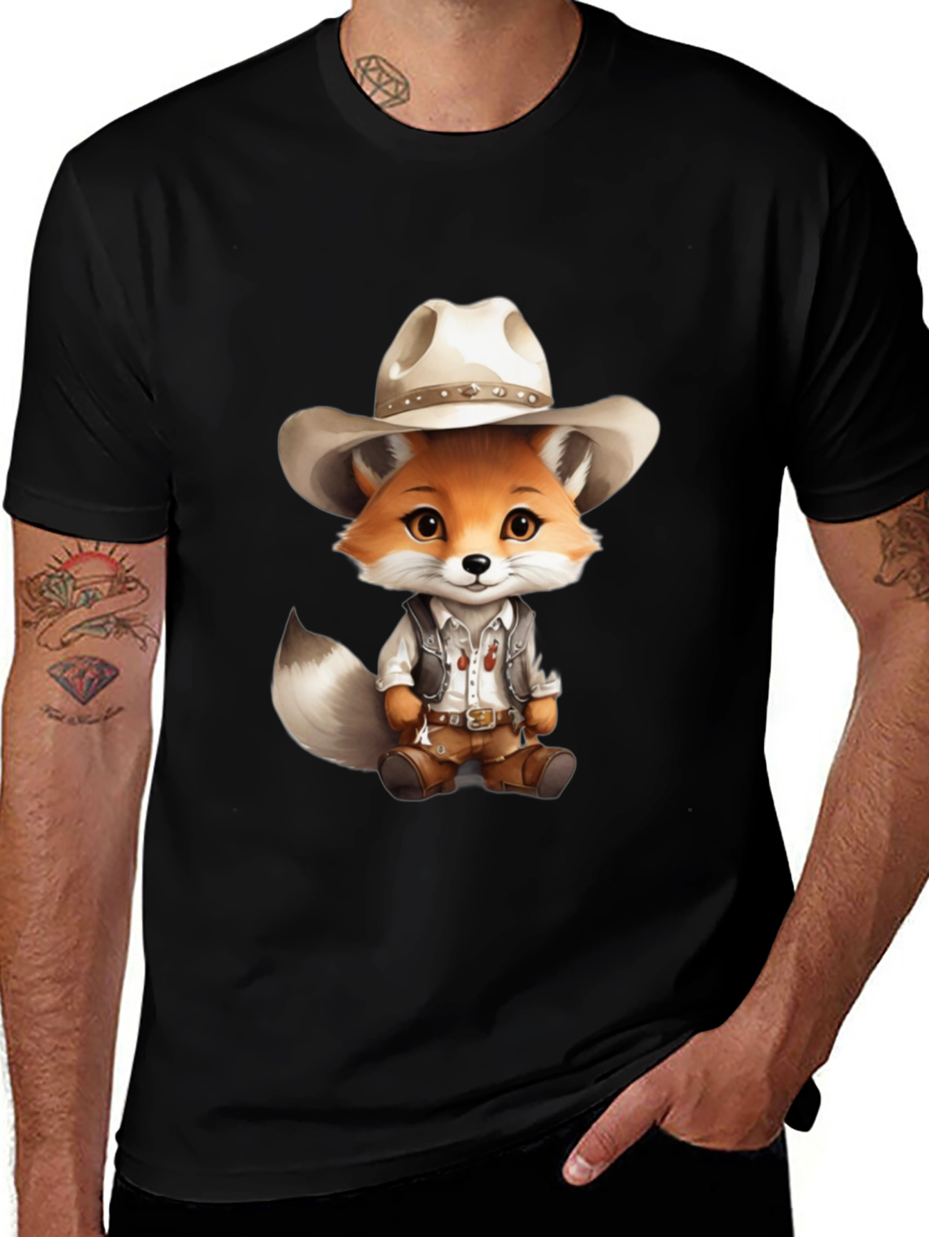 Fox Cowboy T-Shirt - Cute Animal Design
