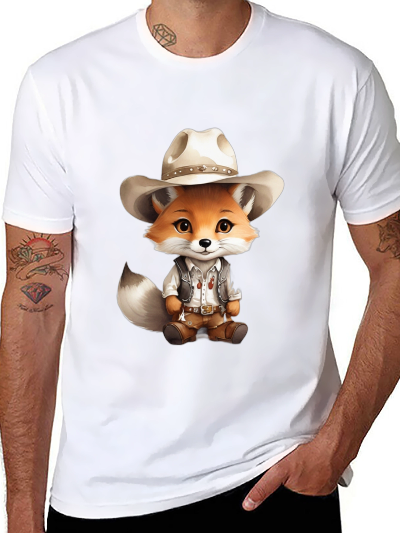 Fox Cowboy T-Shirt - Cute Animal Design