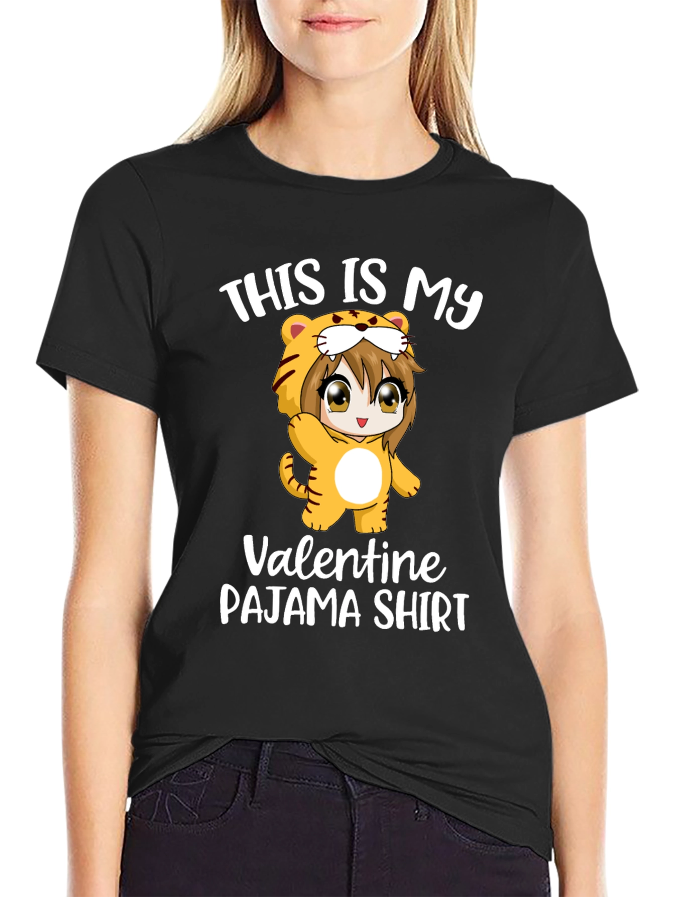 Valentine Pajama Shirt with Anime Girl