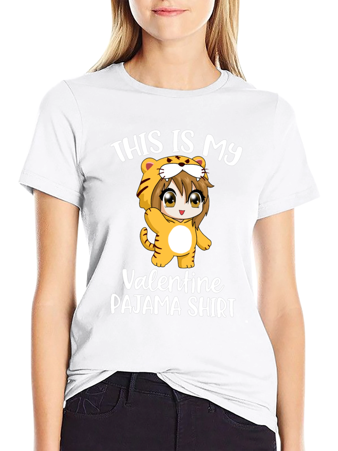 Valentine Pajama Shirt with Anime Girl