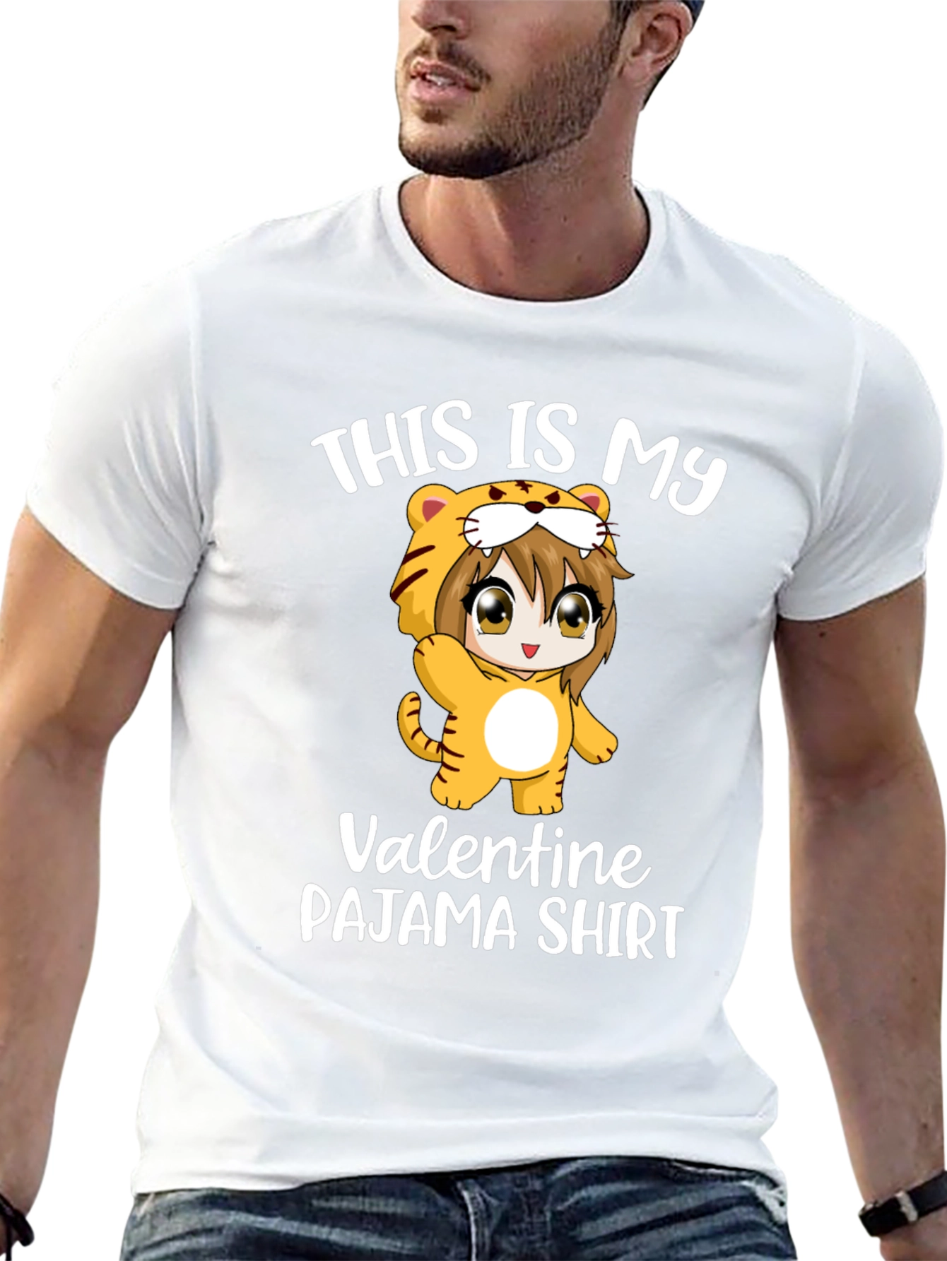 Valentine Pajama Shirt with Anime Girl