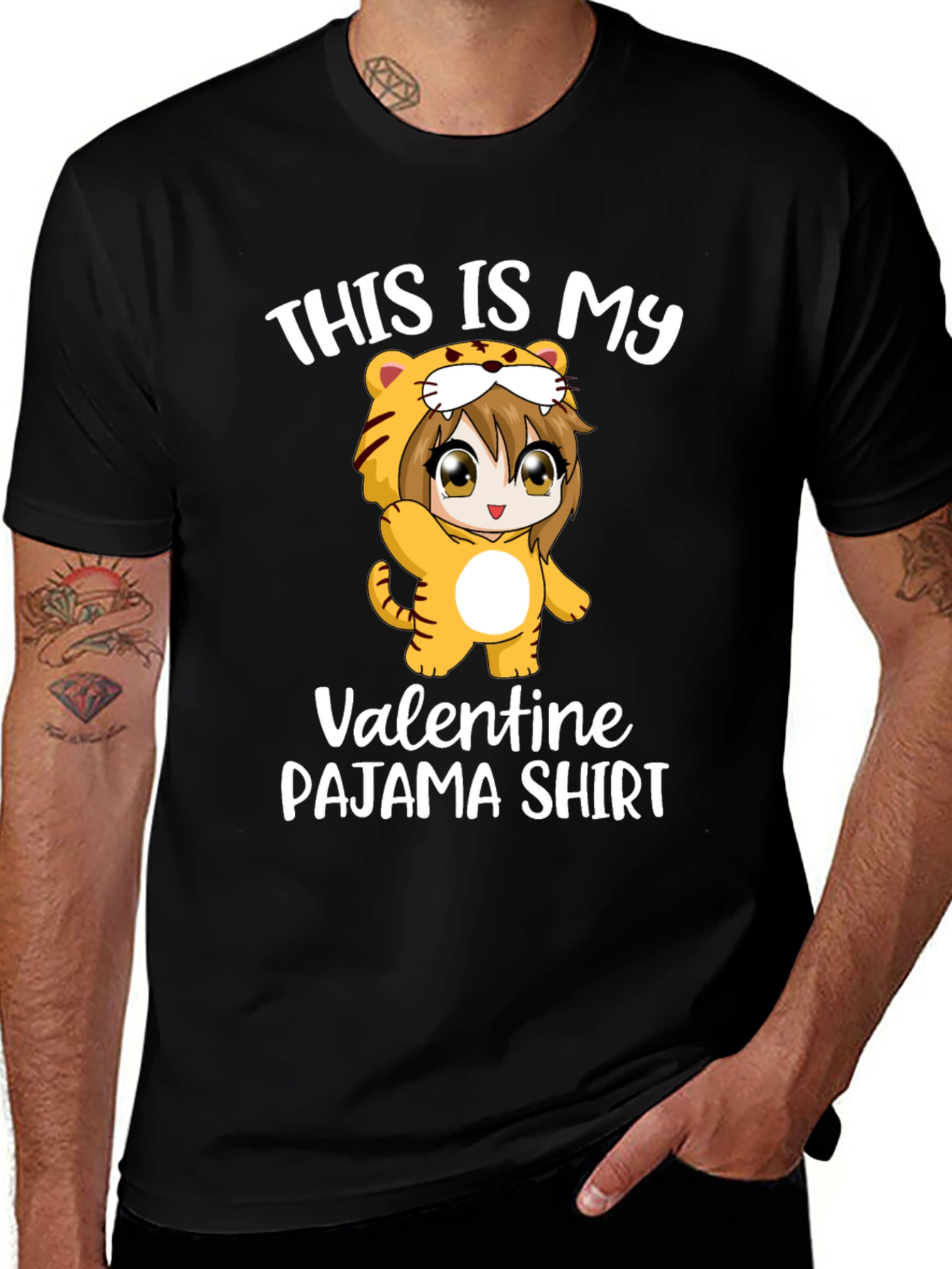Valentine Pajama Shirt with Anime Girl
