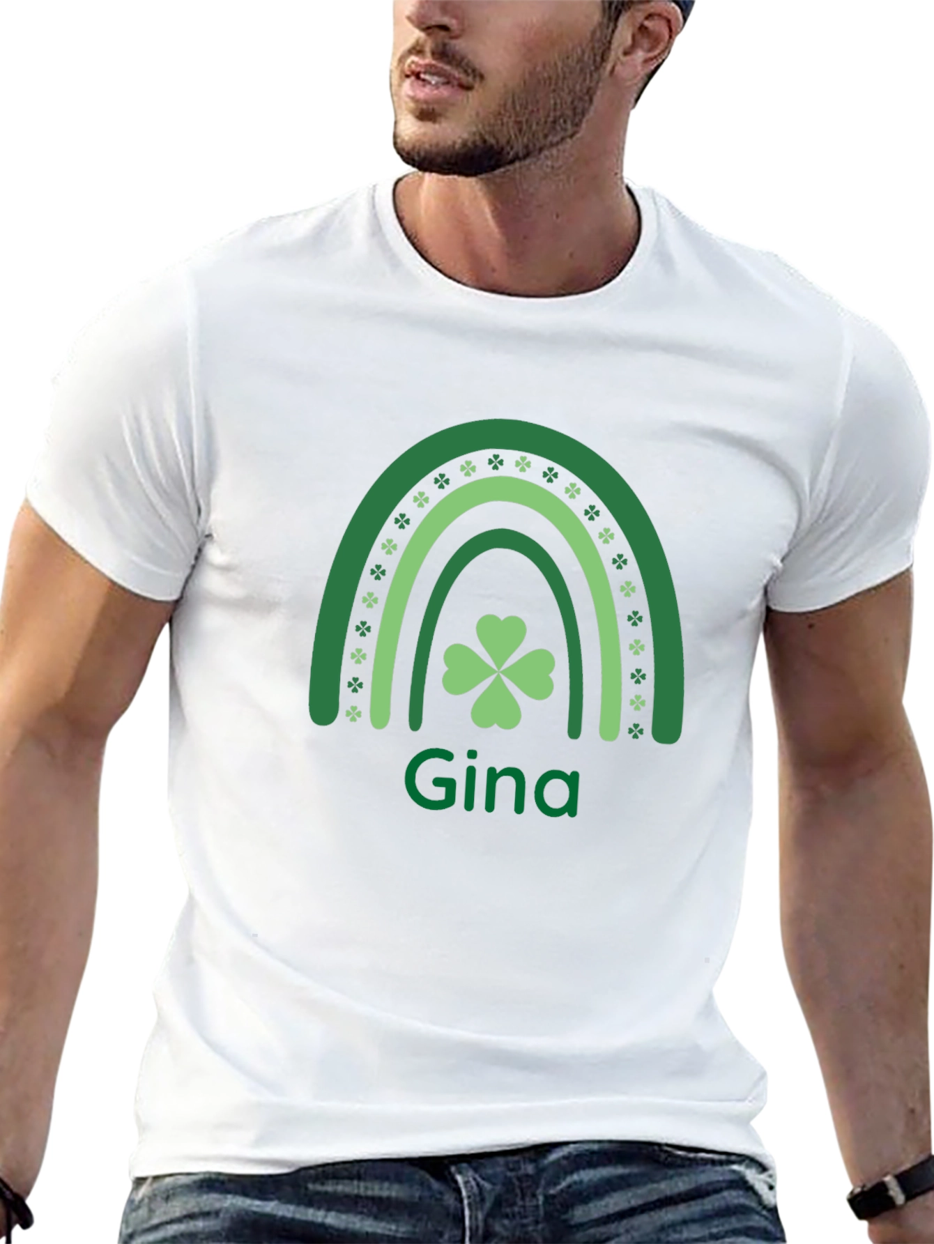 Gina St. Patricks Day Shamrock Rainbow T-Shirt