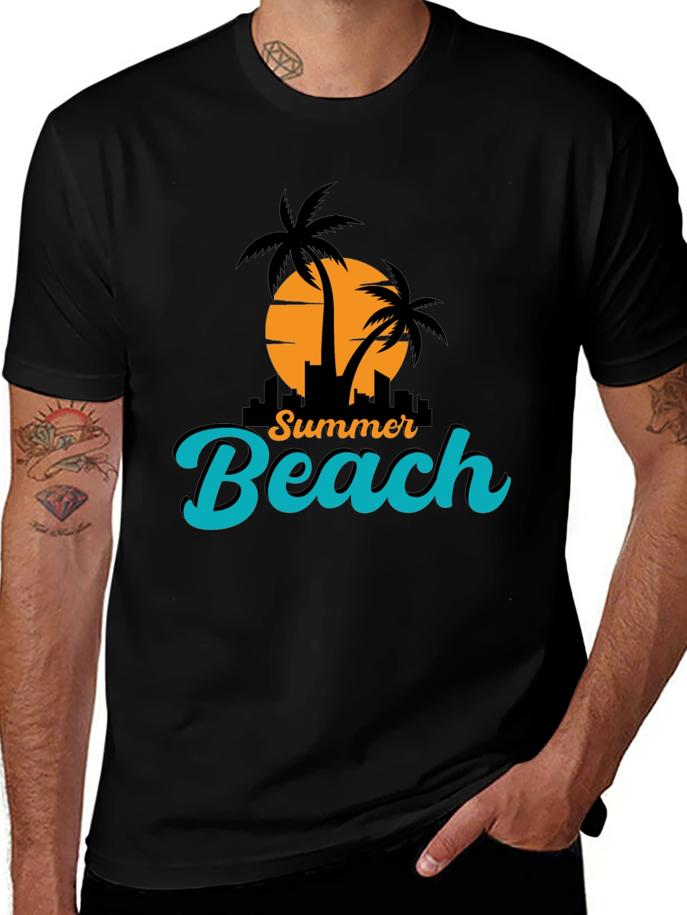 Summer Beach T-Shirt - Black