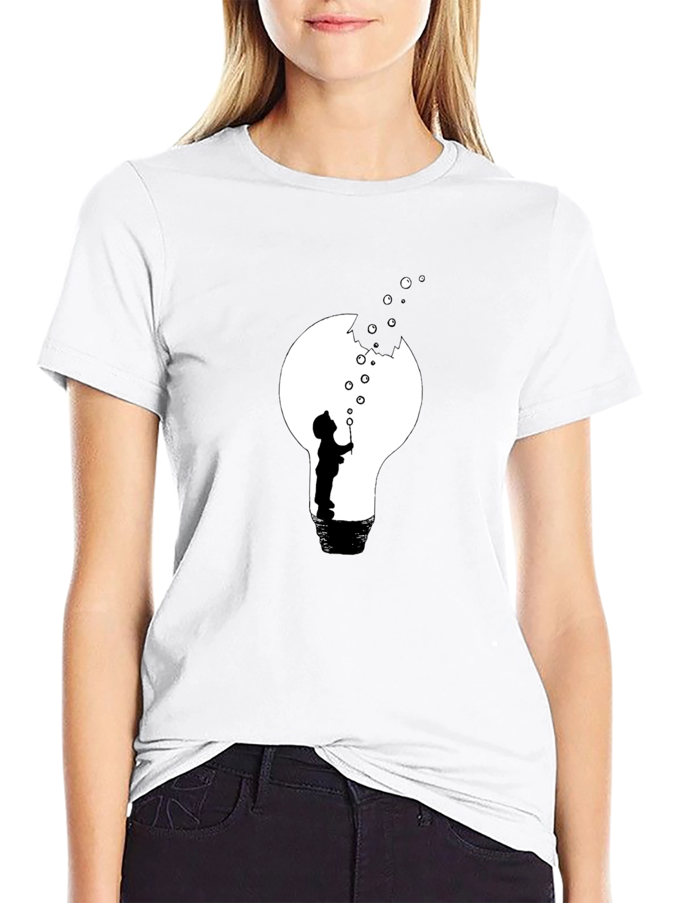 Bubble Lightbulb Graphic Tee - Black