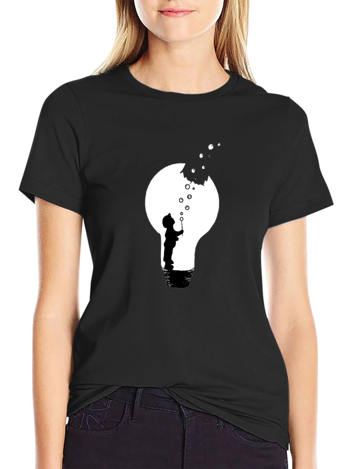 Bubble Lightbulb Graphic Tee - Black