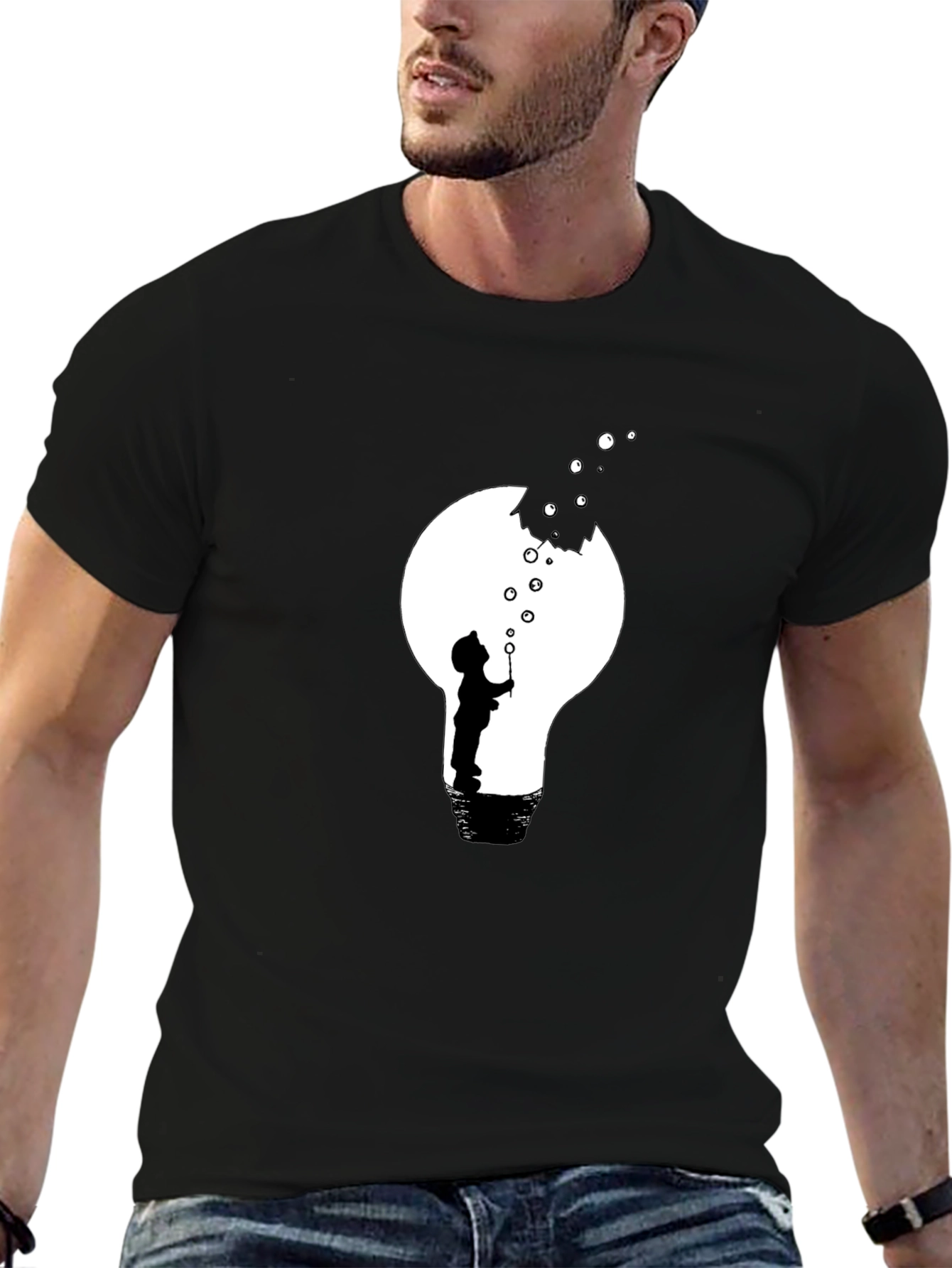 Bubble Lightbulb Graphic Tee - Black