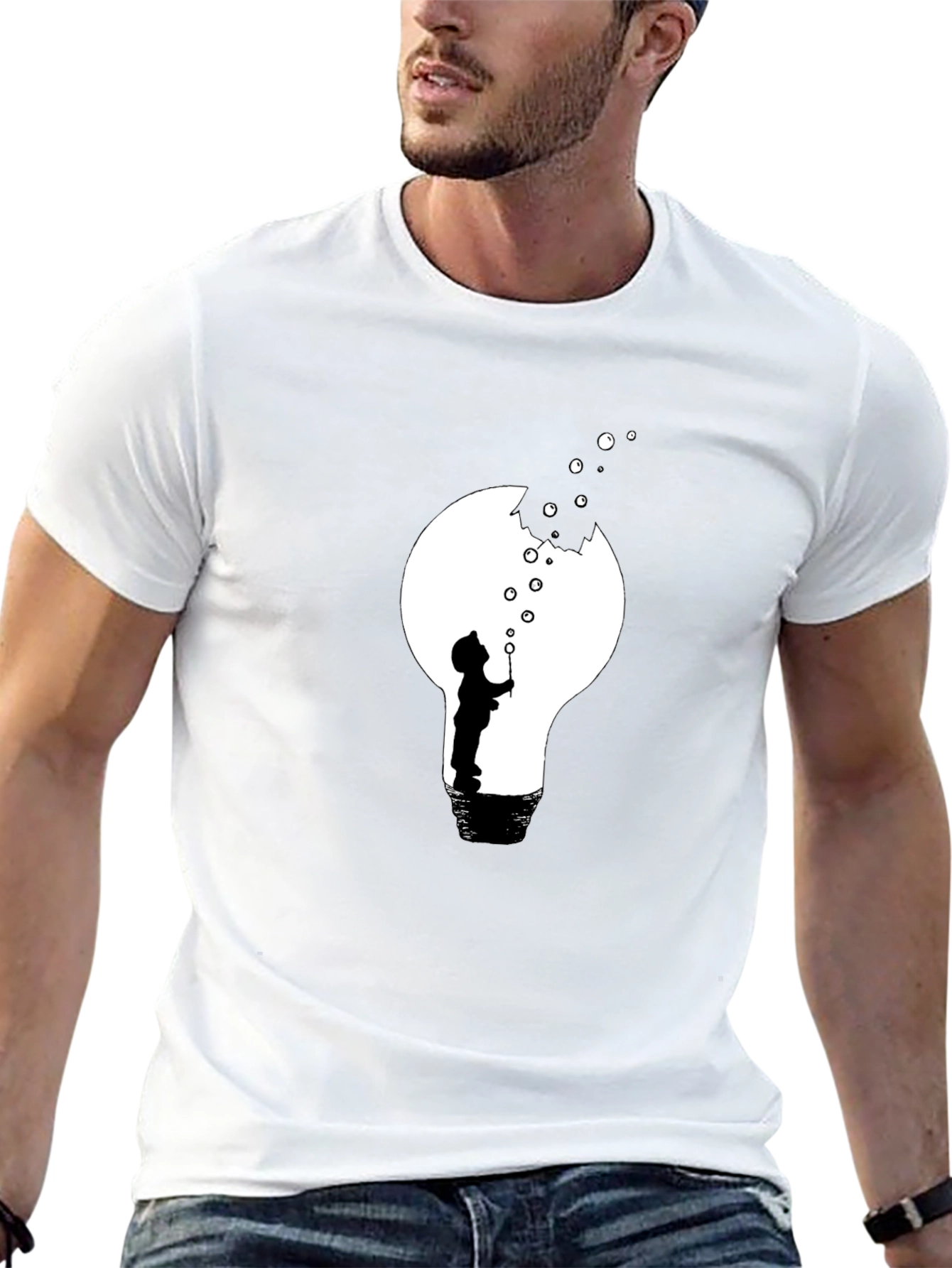 Bubble Lightbulb Graphic Tee - Black