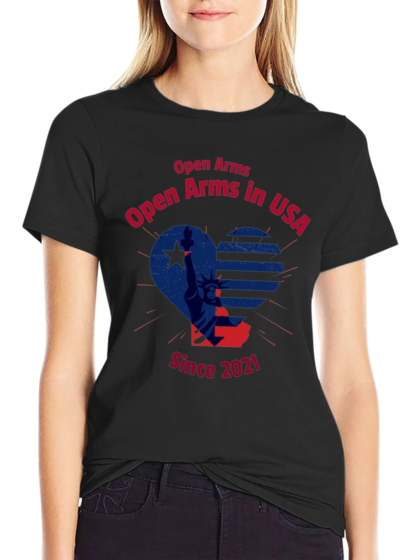 Open Arms in USA Patriotic Graphic T-Shirt