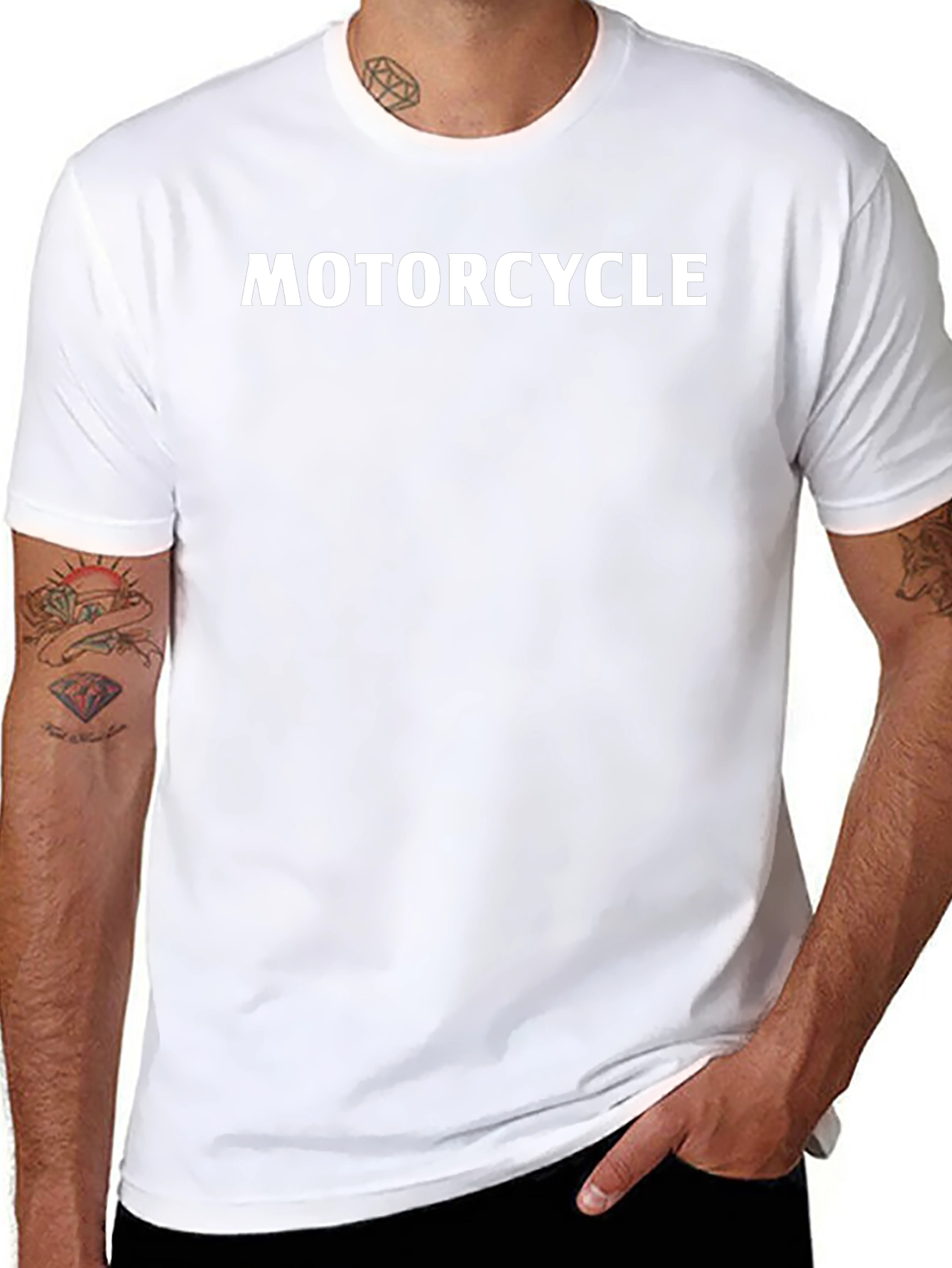 Motorcycle Graphic Tee - Black Casual T-Shirt