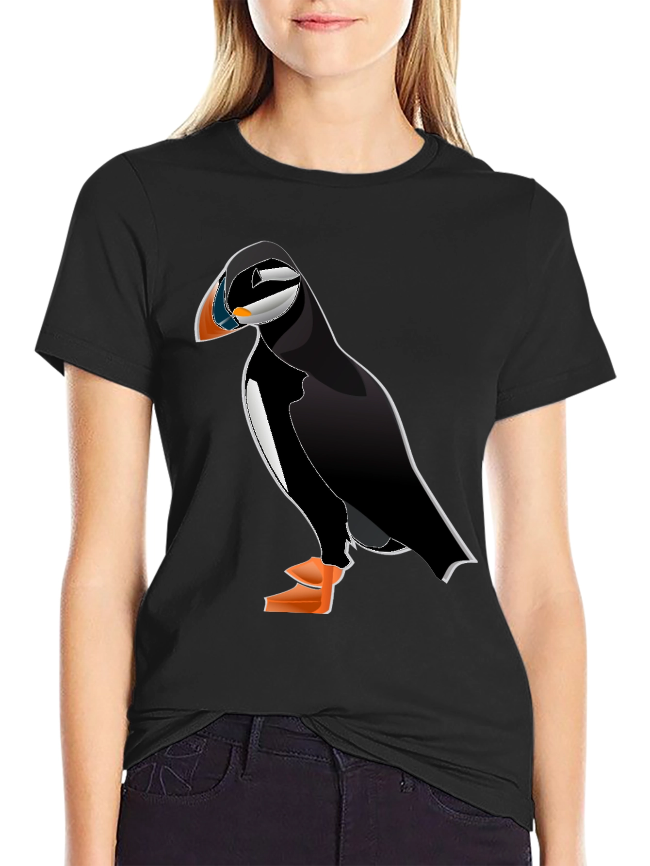 Puffin Graphic Tee - Black Cotton Blend