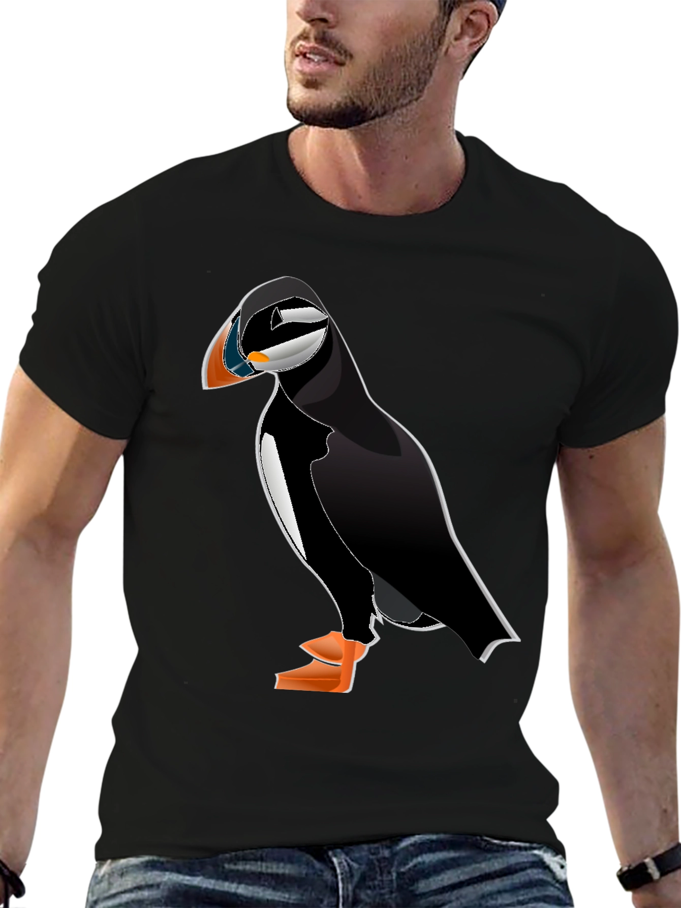 Puffin Graphic Tee - Black Cotton Blend