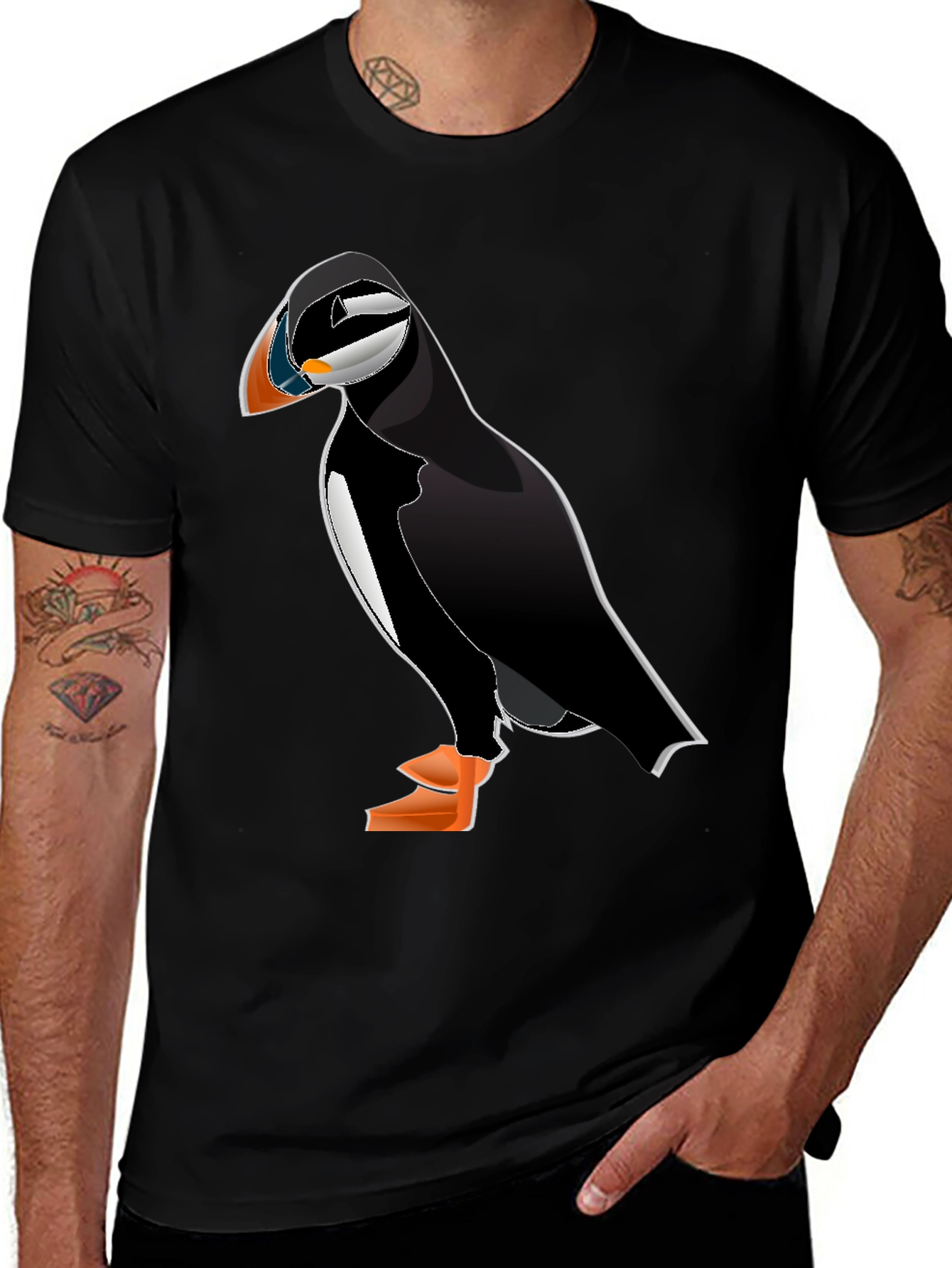 Puffin Graphic Tee - Black Cotton Blend