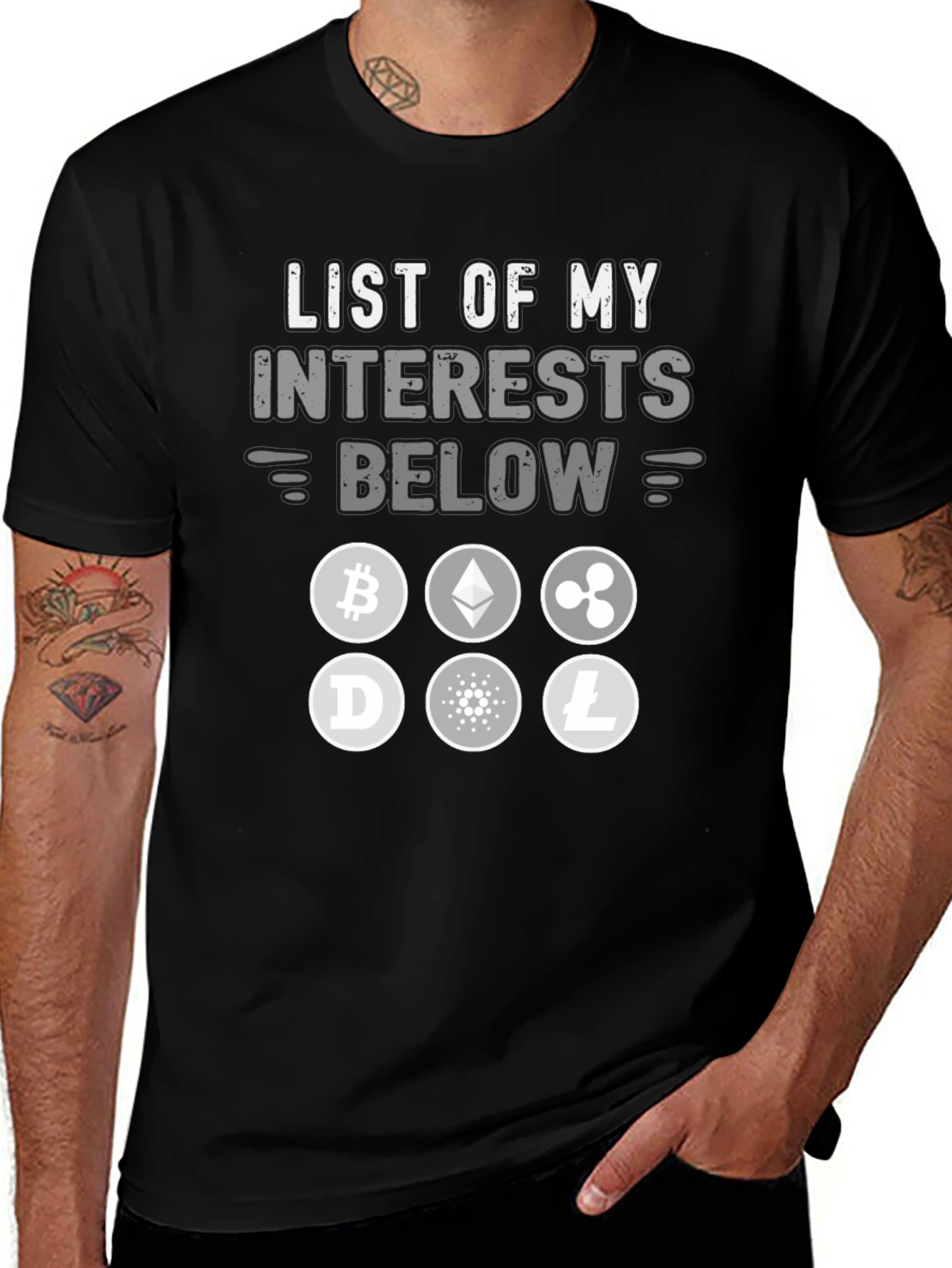 Crypto Interest T-Shirt - Bitcoin Ethereum and More!
