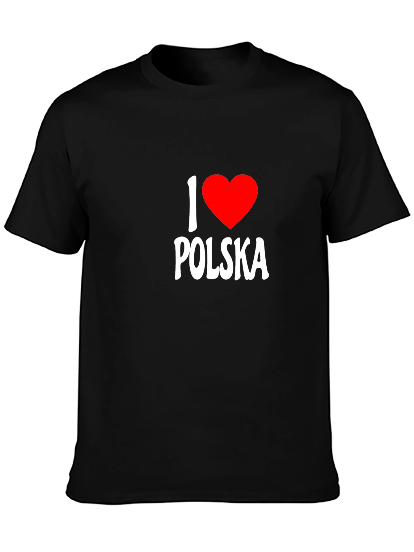 I Love Polska T-Shirt - Black Crew Neck Tee