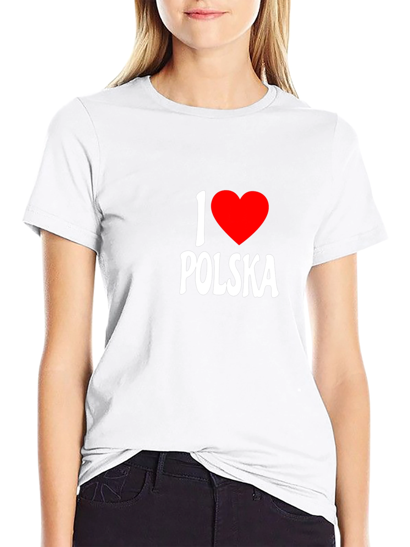 I Love Polska T-Shirt - Black Crew Neck Tee