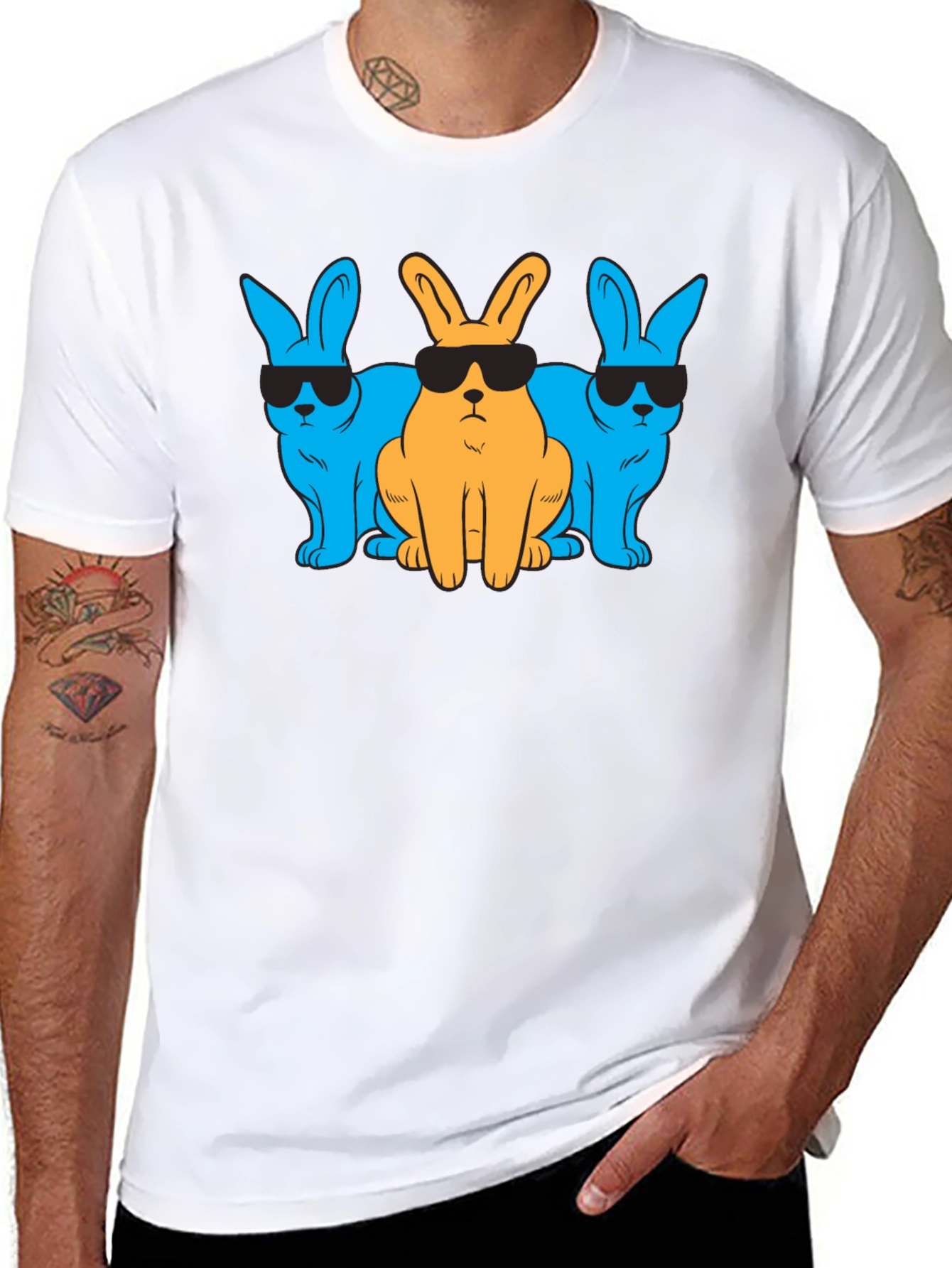 Cool Rabbits Graphic T-Shirt - Black Cotton Tee