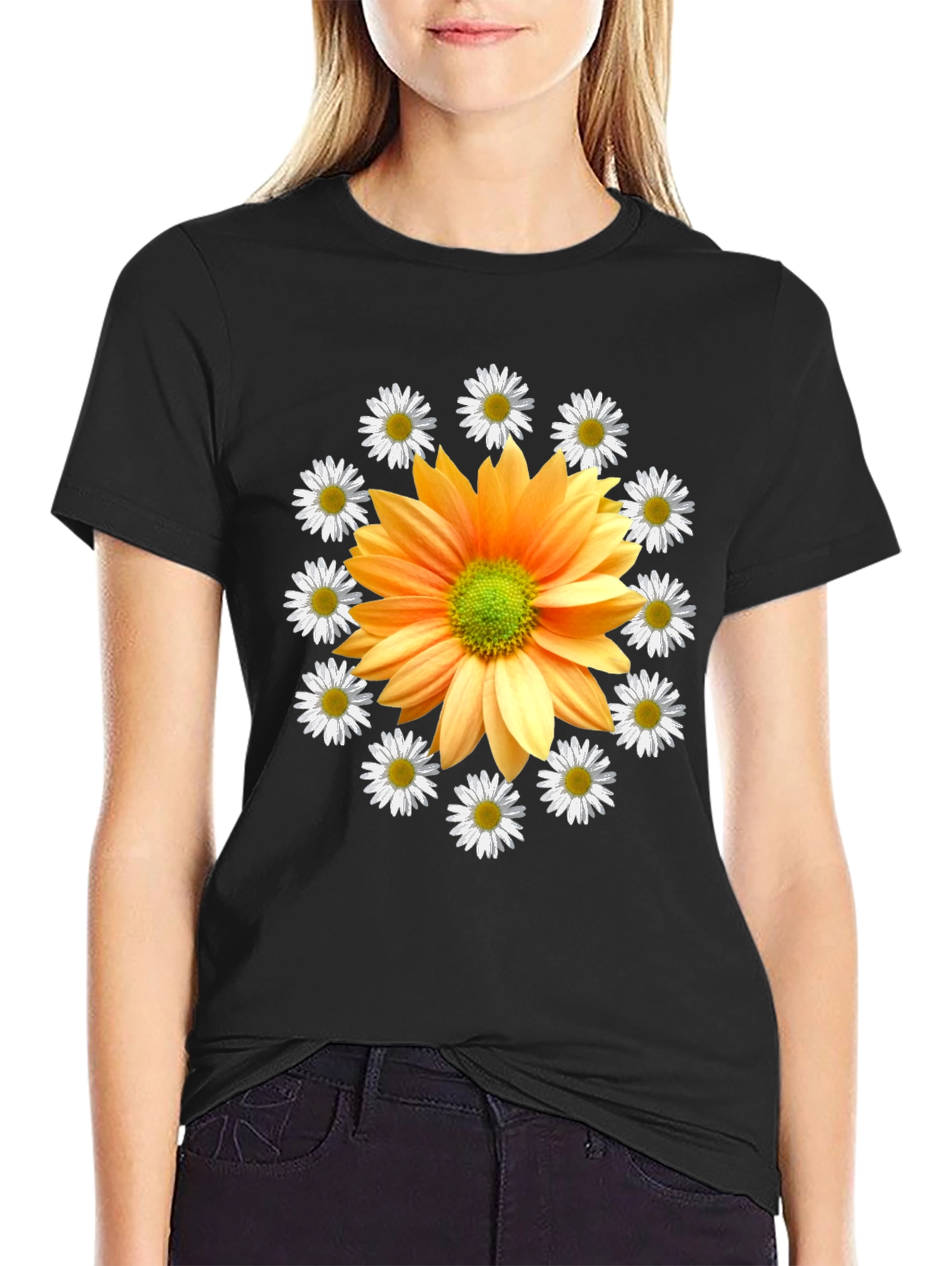 Floral Graphic Tee - Bold Sunflower Design