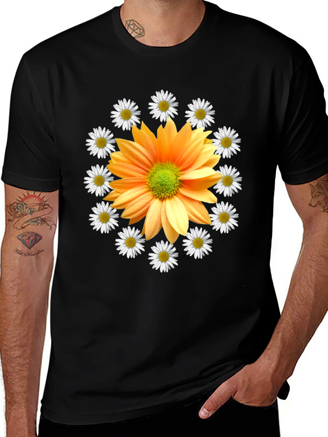 Floral Graphic Tee - Bold Sunflower Design
